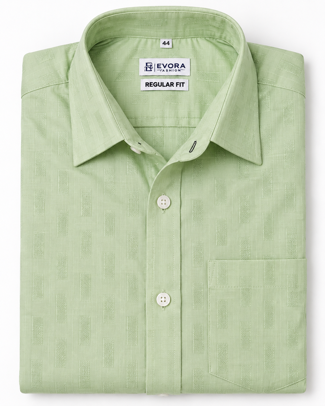 Light Sage Green Self-Pattern Cotton Full Sleeve Regular Fit Shirt