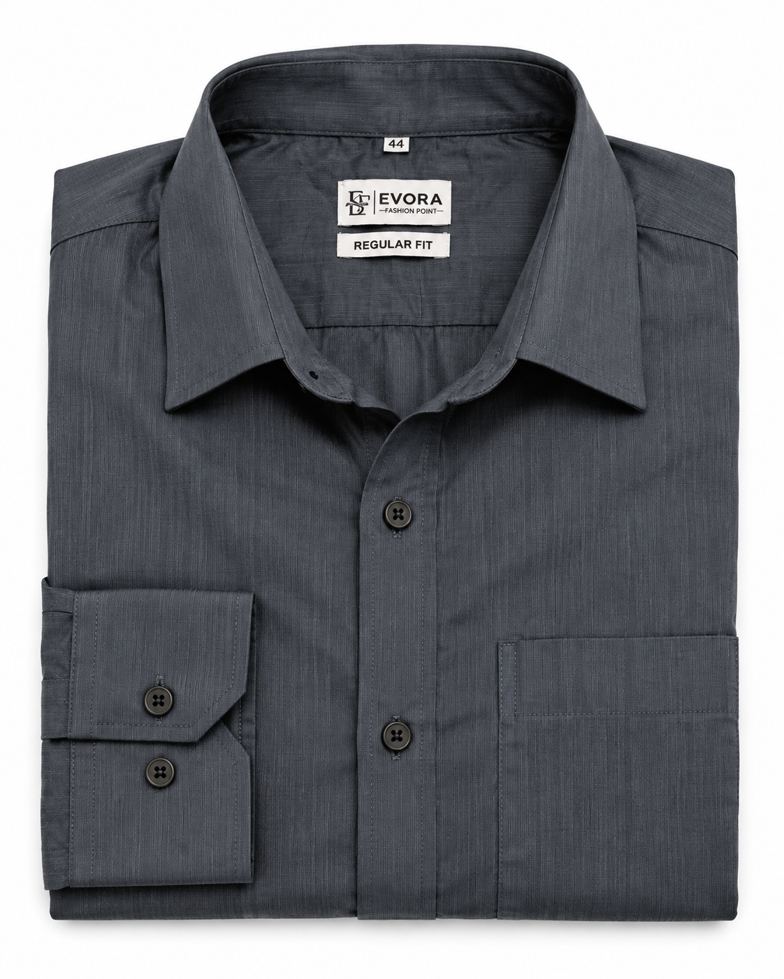 Charcoal Slate Gray Solid Cotton Full Sleeve Regular Fit Shirt