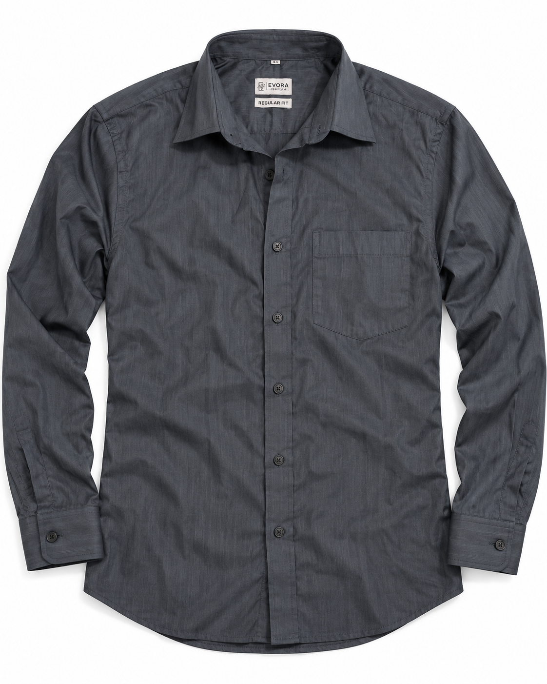 Charcoal Slate Gray Solid Cotton Full Sleeve Regular Fit Shirt