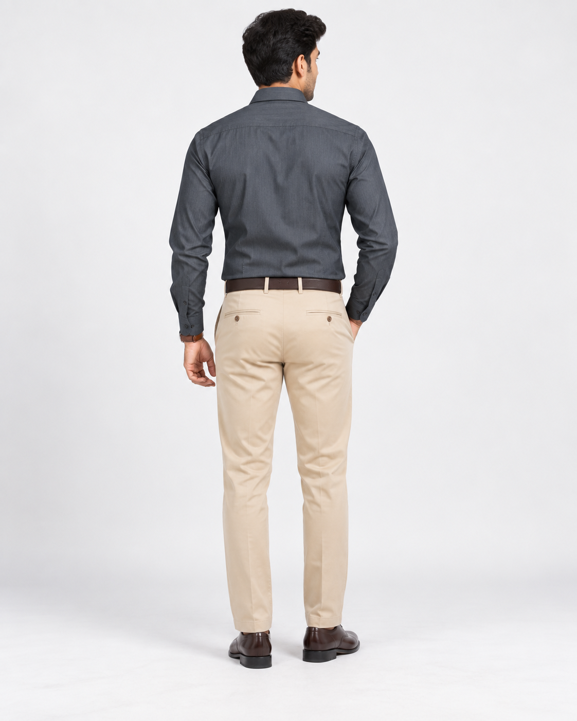 Charcoal Slate Gray Solid Cotton Full Sleeve Regular Fit Shirt
