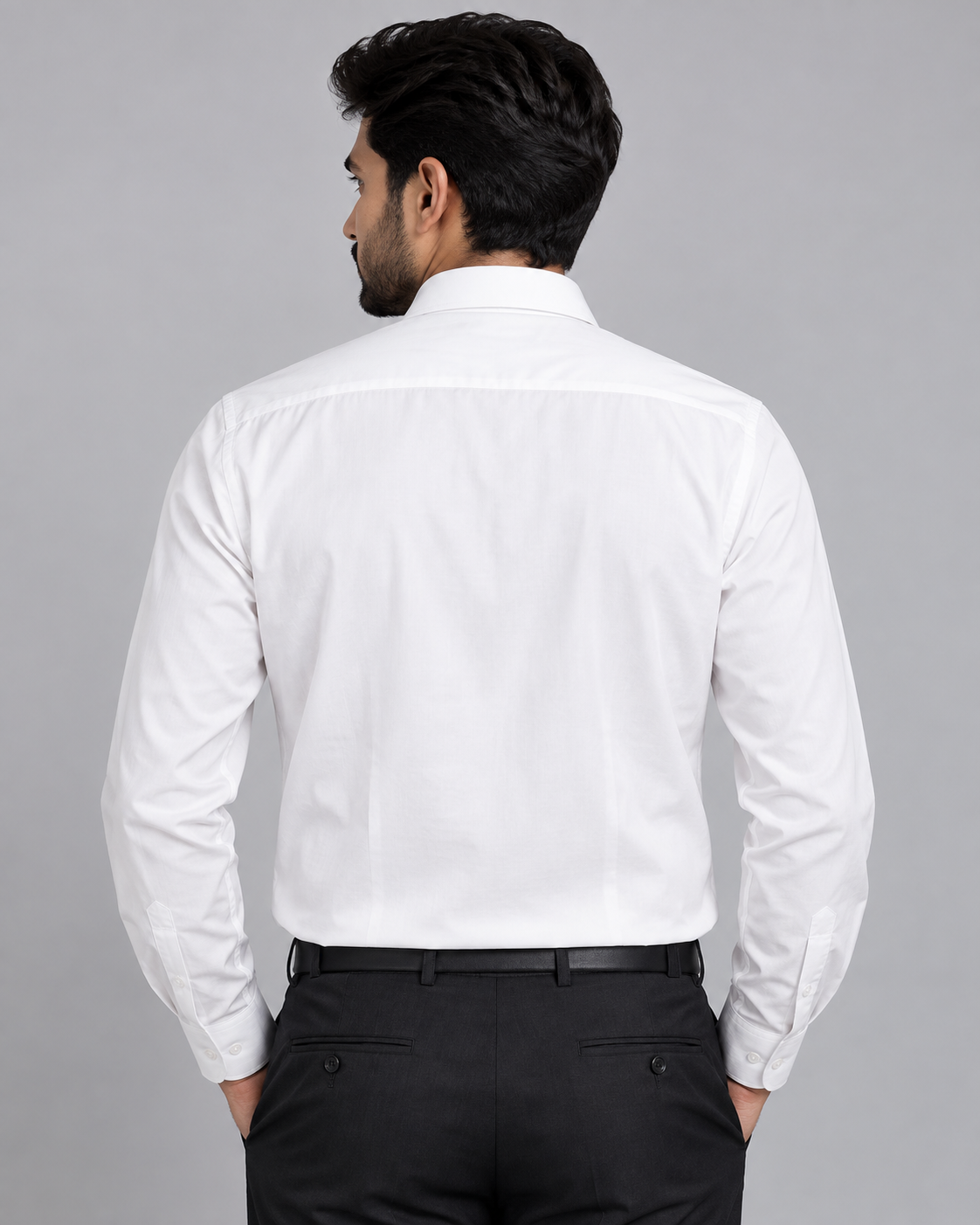 Pure White Solid Cotton Full Sleeve Regular Fit Shirt