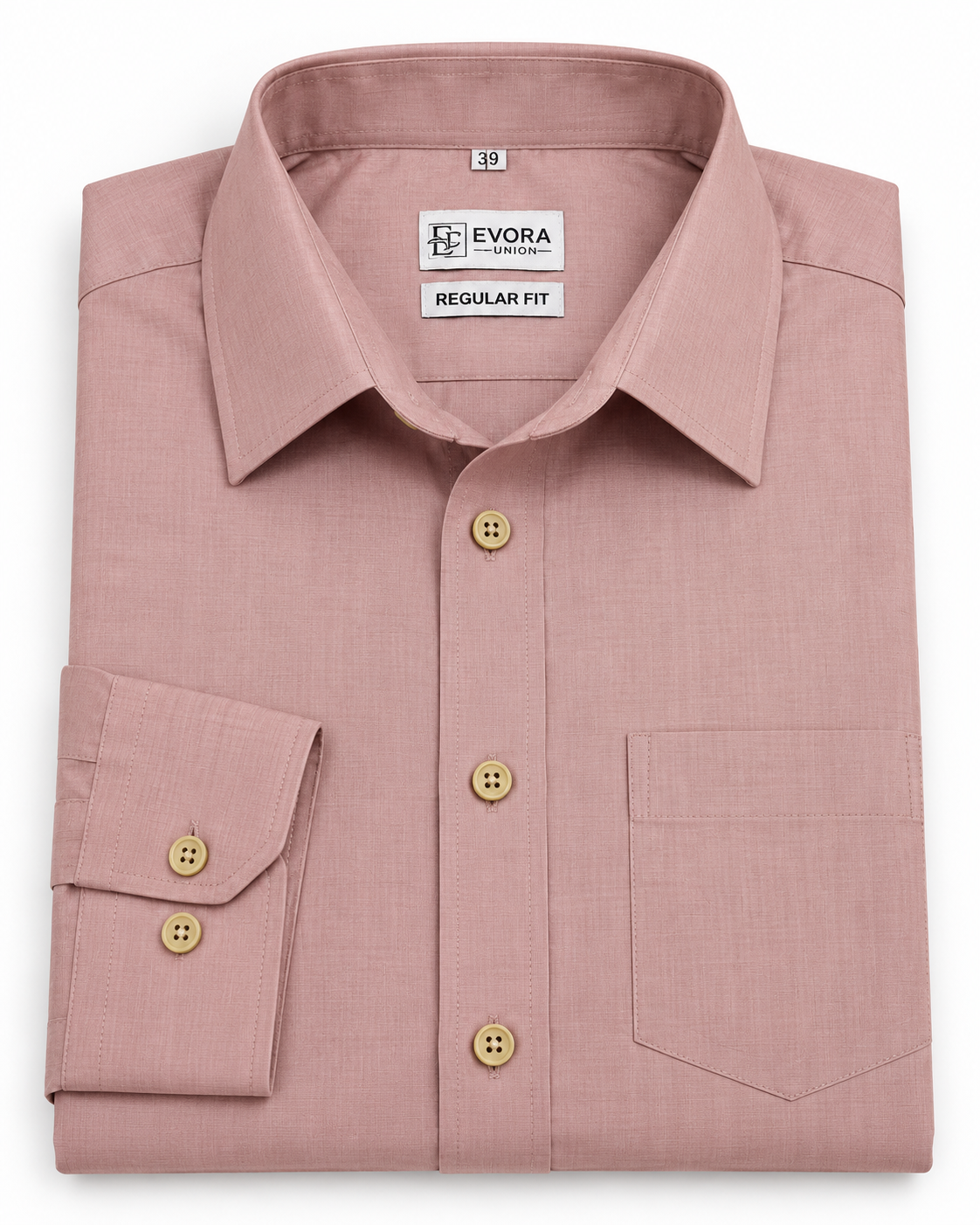 Dusty Rose Pink Solid Cotton Full Sleeve Regular Fit Shirt