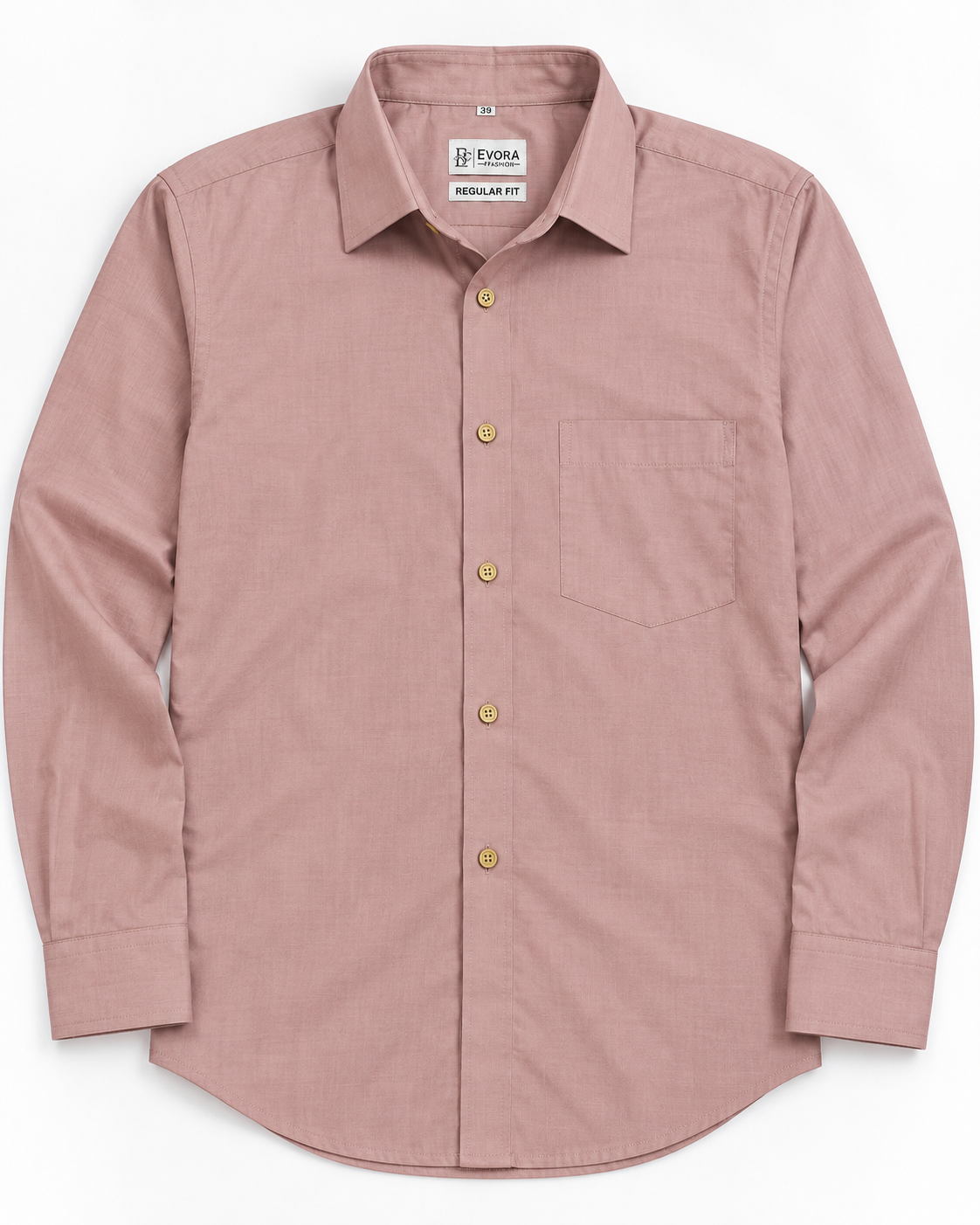Dusty Rose Pink Solid Cotton Full Sleeve Regular Fit Shirt