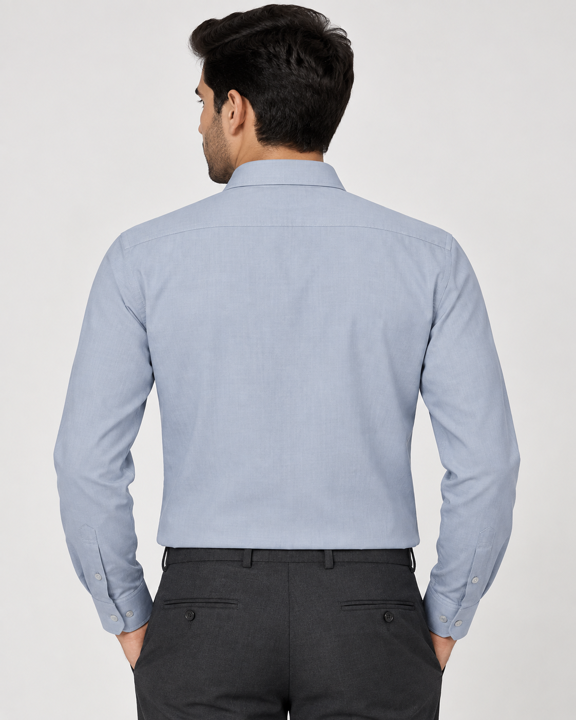 Light Steel Blue Solid Full Sleeve Regular Fit Shirt