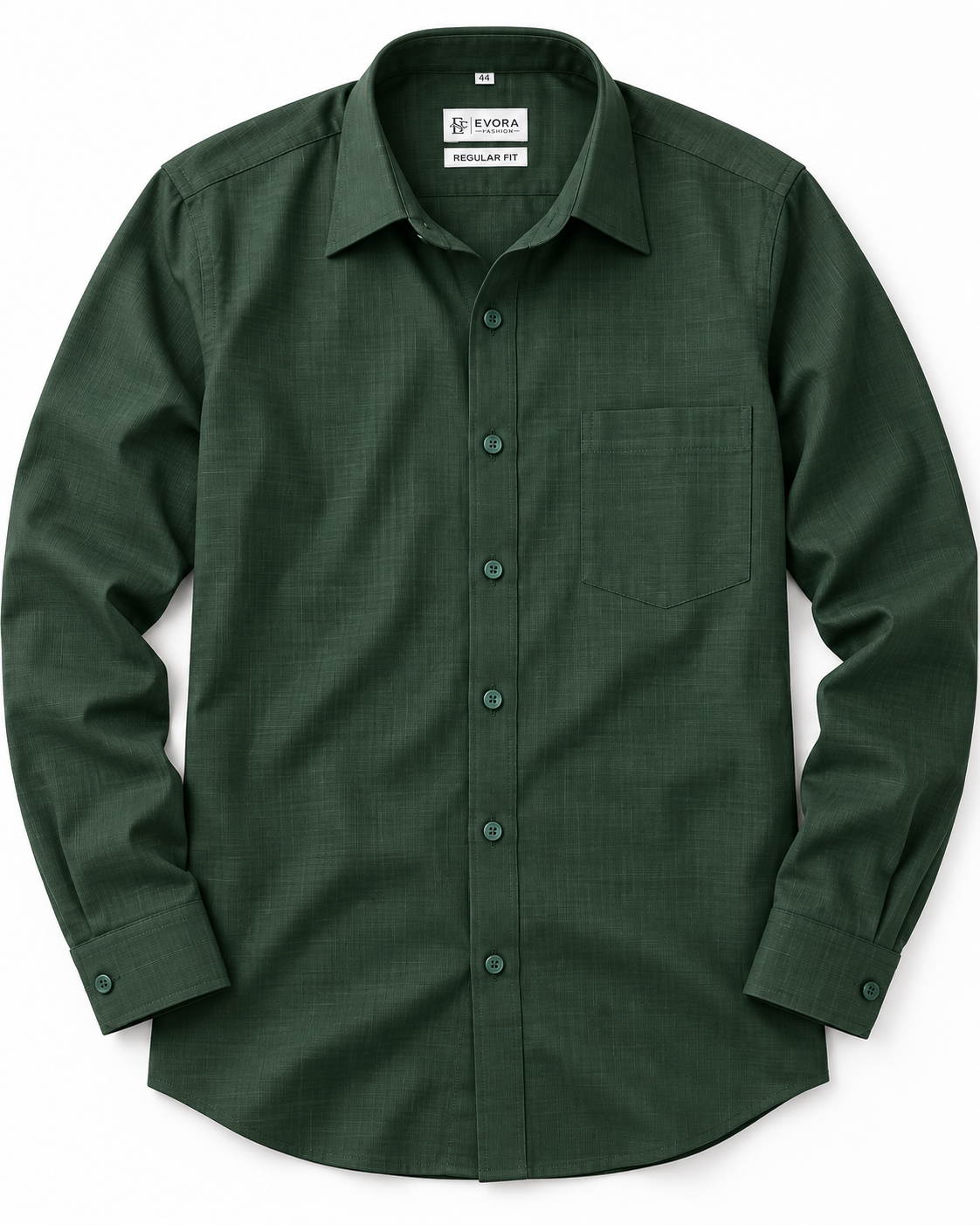 Deep Forest Green Textured Full Sleeve Regular Fit Shirt