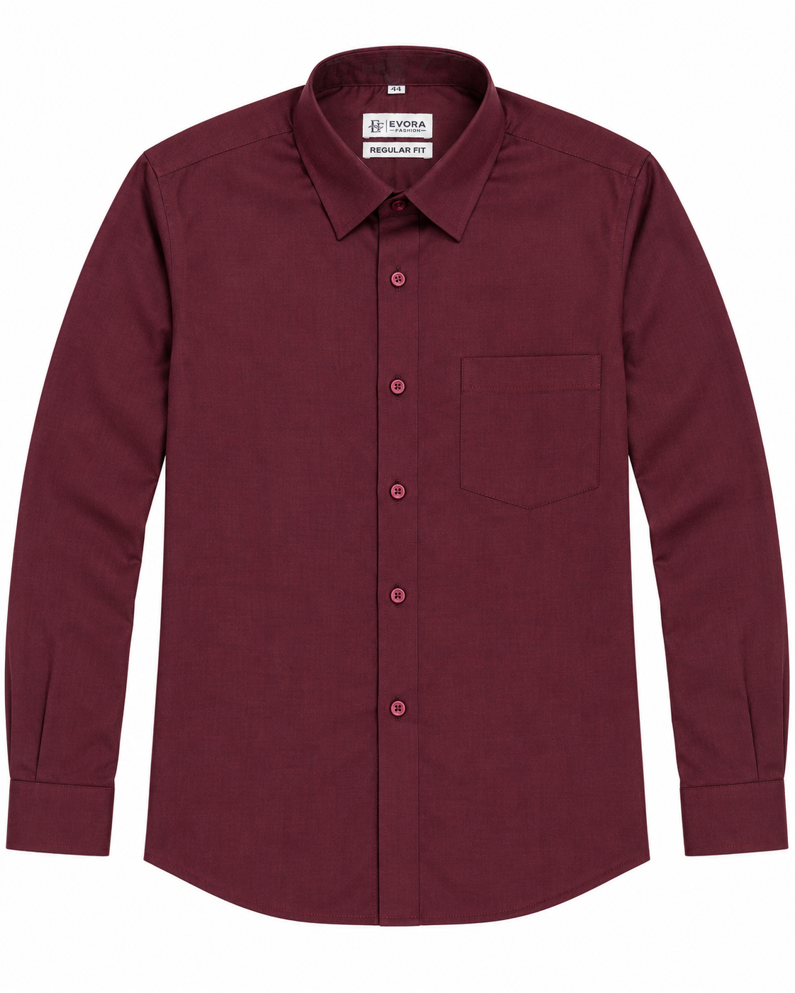 Deep Wine Burgundy Solid Textured Full Sleeve Regular Fit Shirt