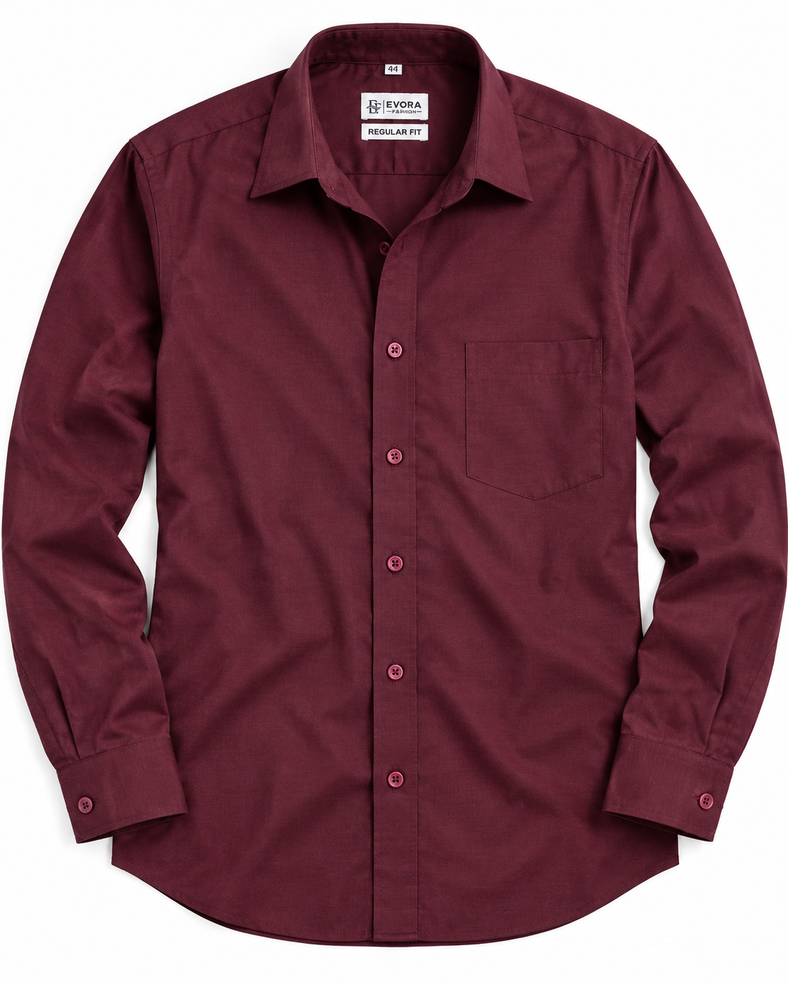Deep Wine Burgundy Solid Textured Full Sleeve Regular Fit Shirt