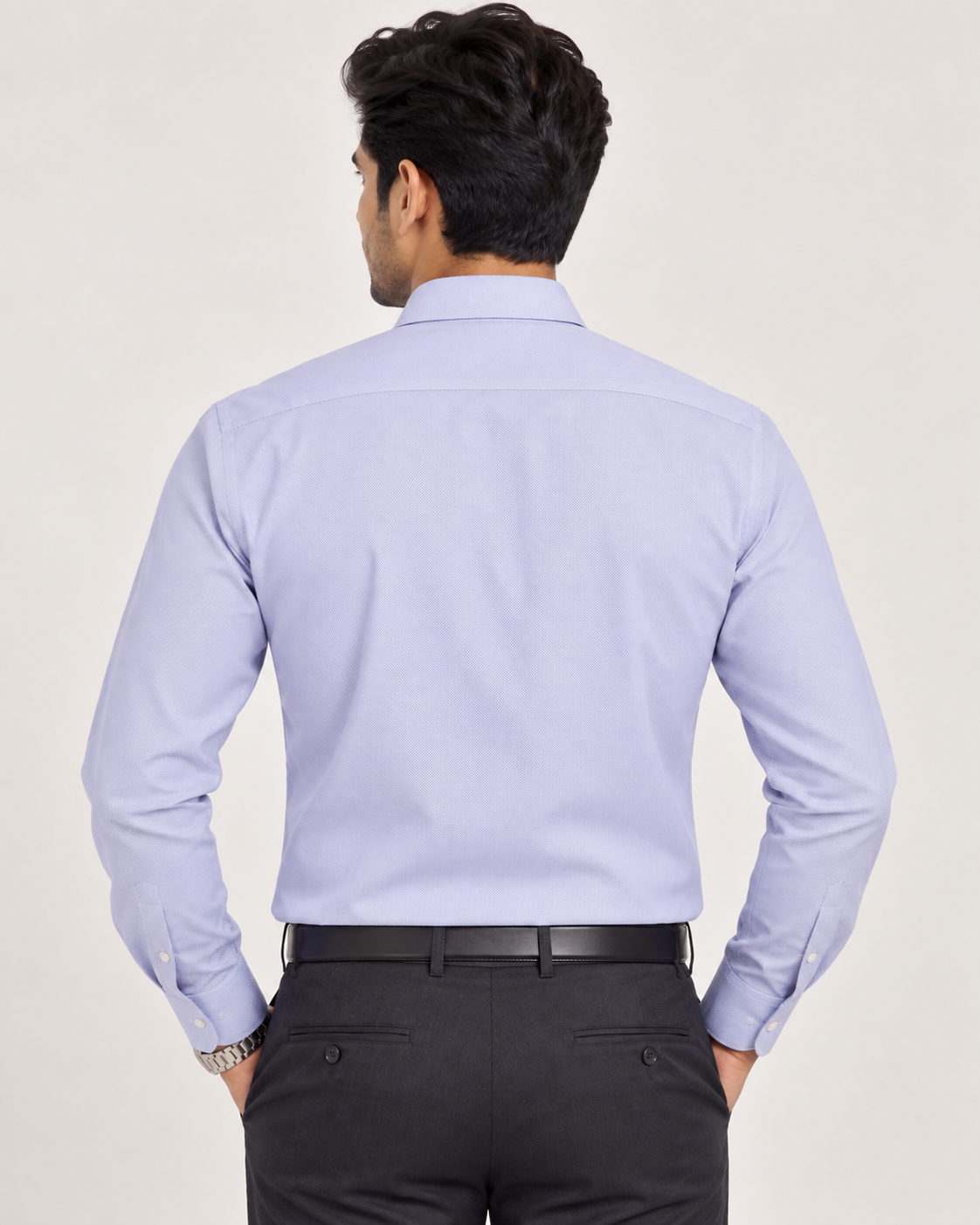 Pale Lavender Blue Solid Polyester Blend Full Sleeve Regular Fit Shirt