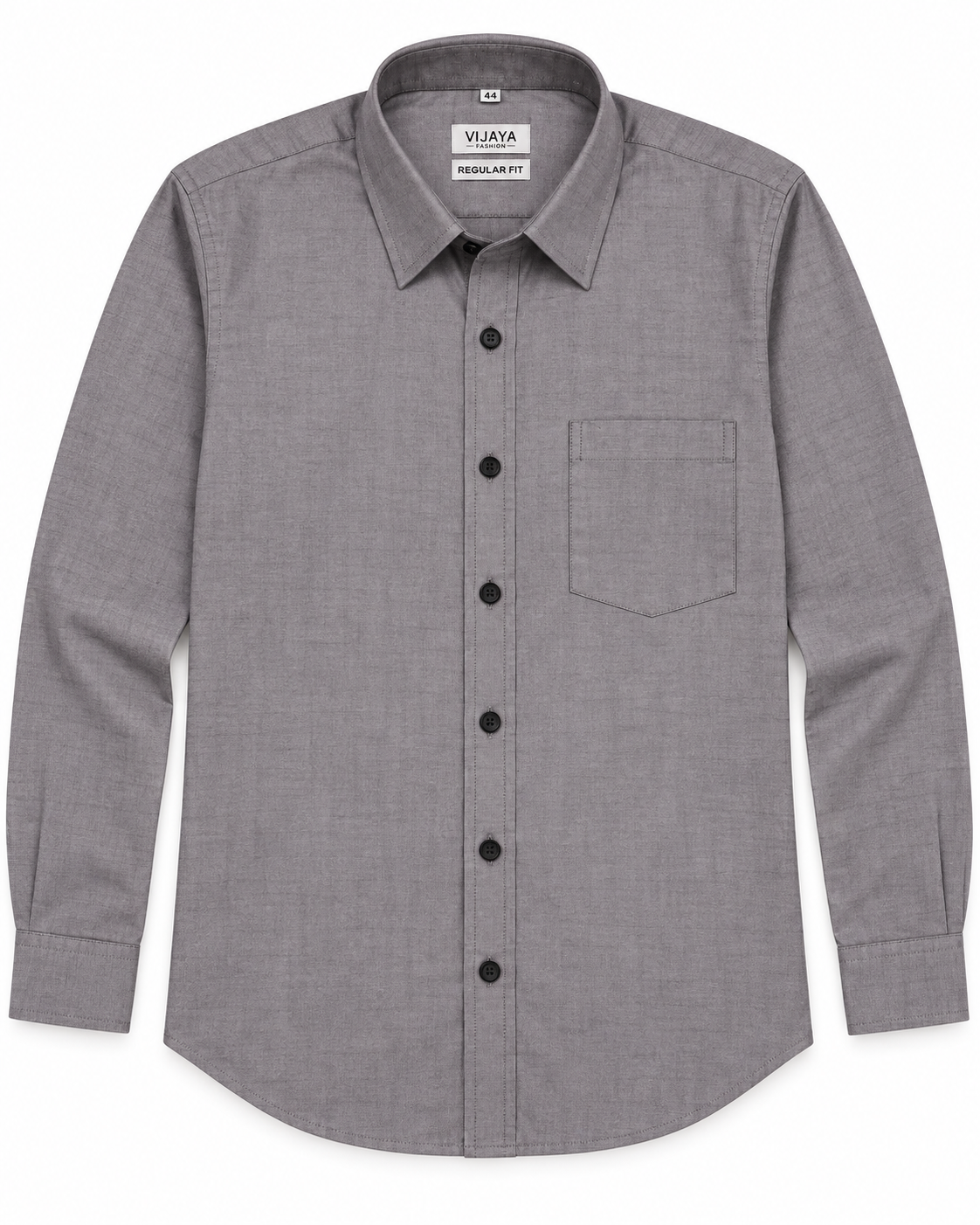 Warm Stone Gray Textured Polyester Blend Full Sleeve Regular Fit Shirt