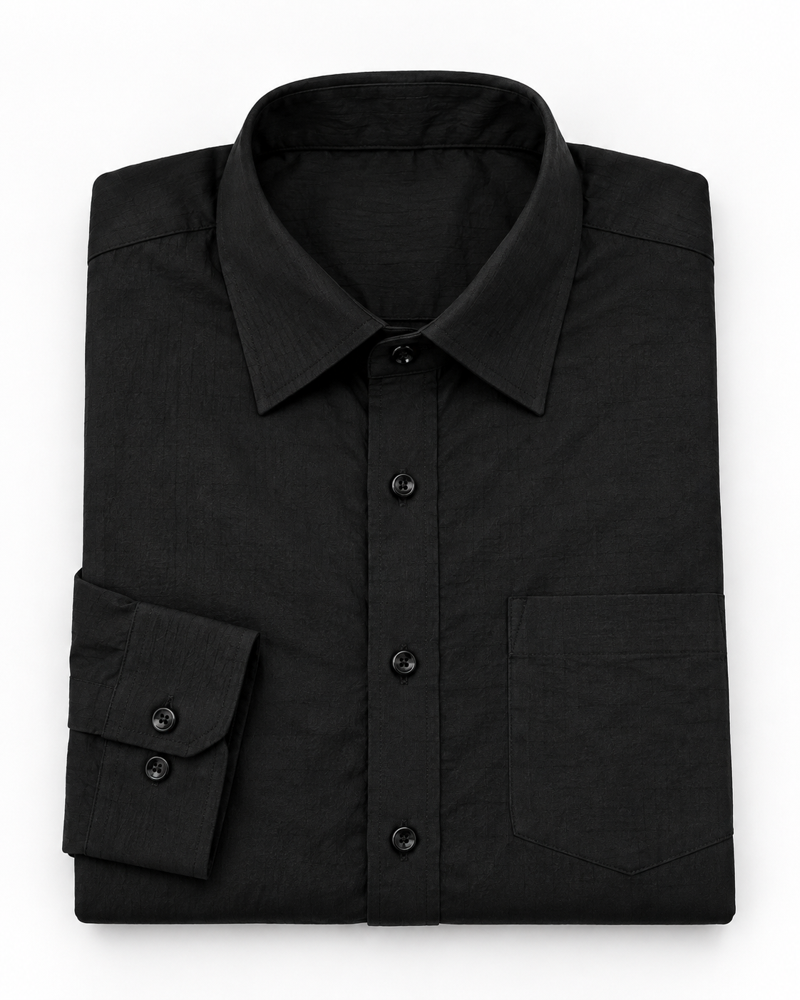 Jet Black Solid Cotton Full Sleeve Slim Fit Shirt