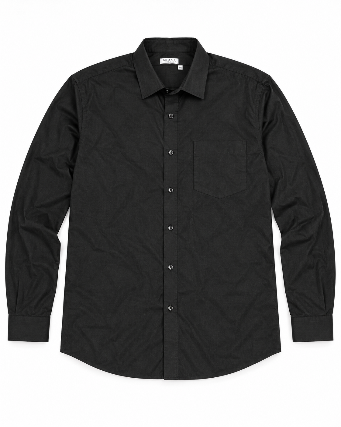 Matte Black Solid Cotton Full Sleeve Slim Fit Shirt