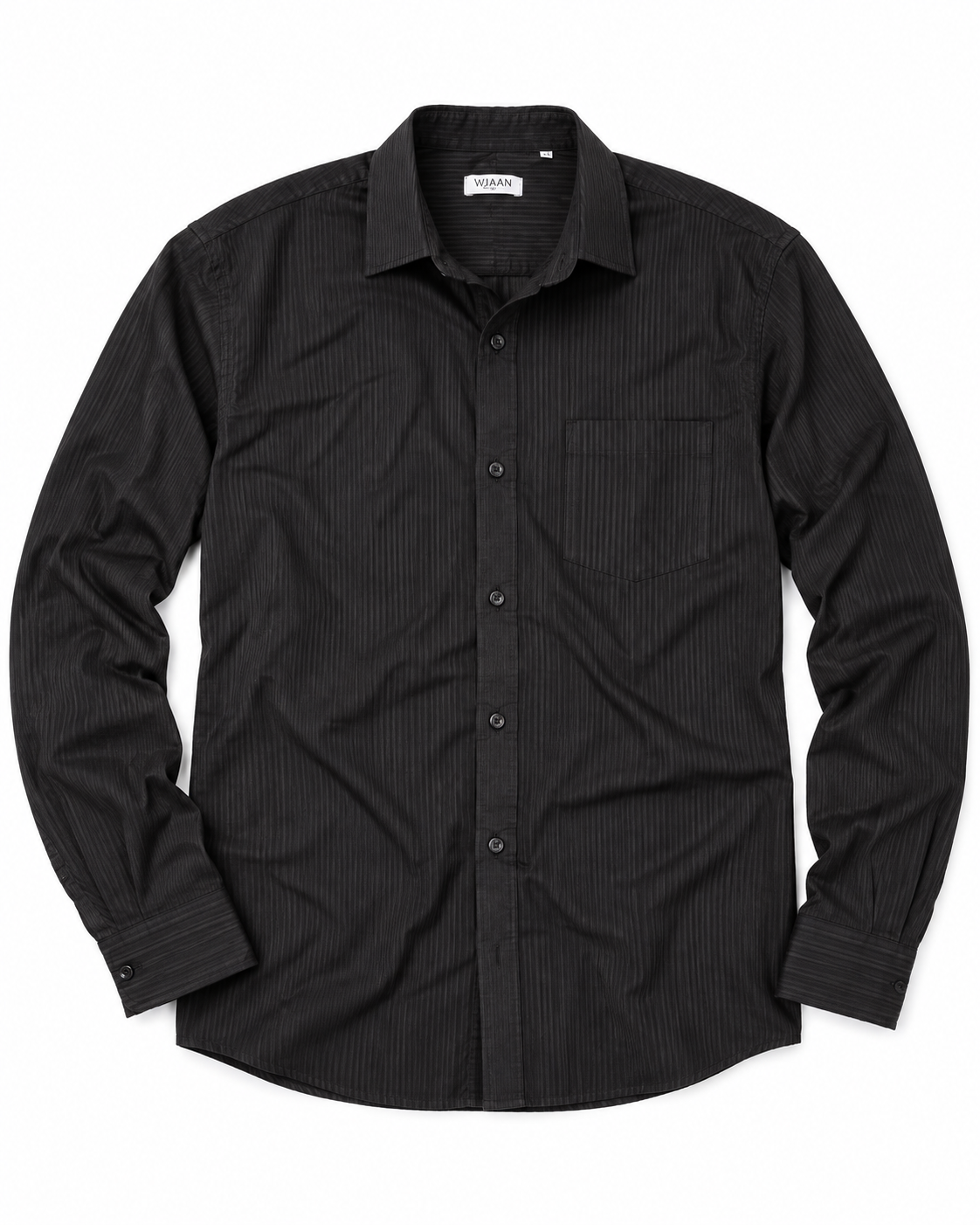 Onyx Black Tonal Stripe Cotton Full Sleeve Slim Fit Shirt