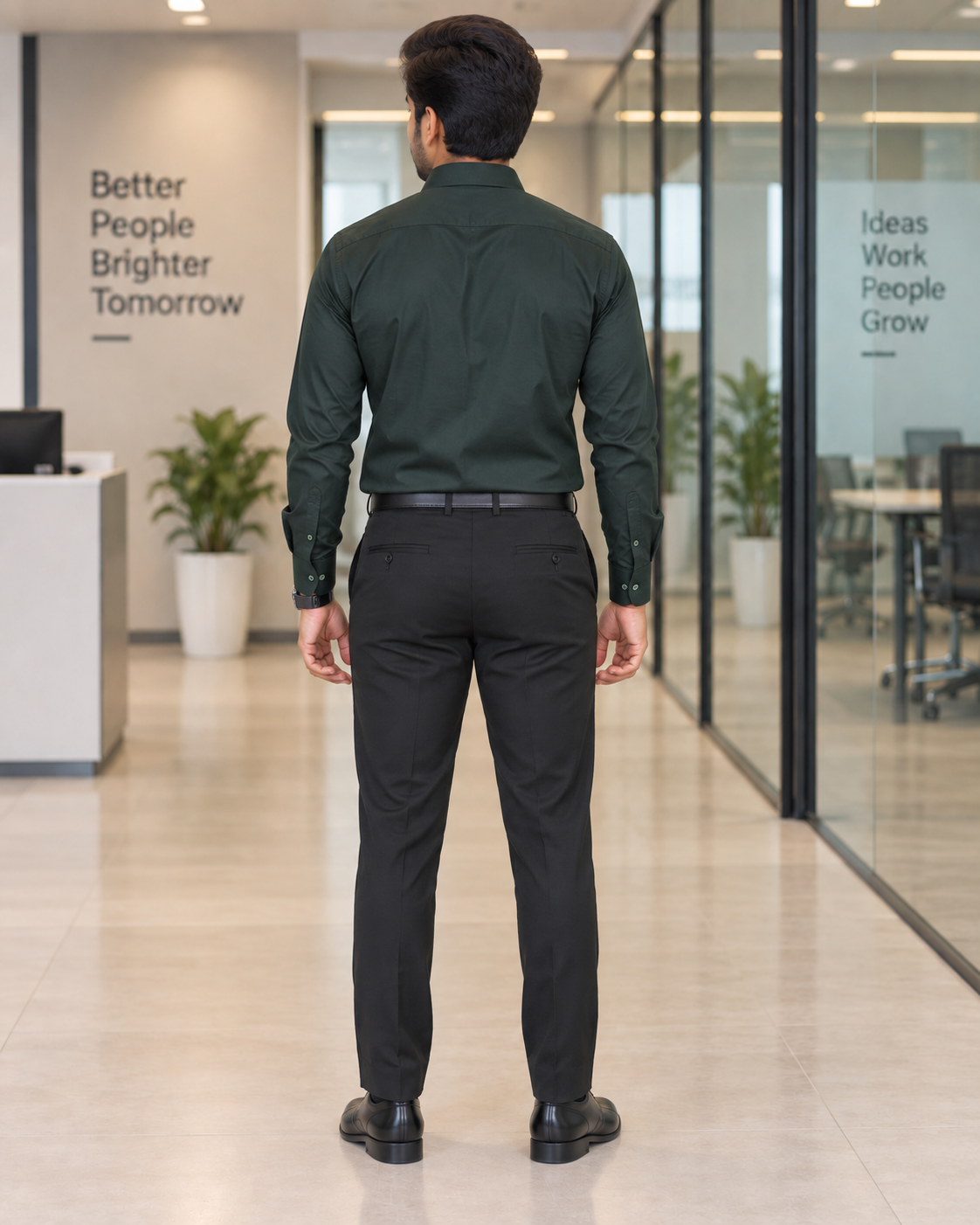 Deep Forest Green Solid Cotton Full Sleeve Slim Fit Shirt