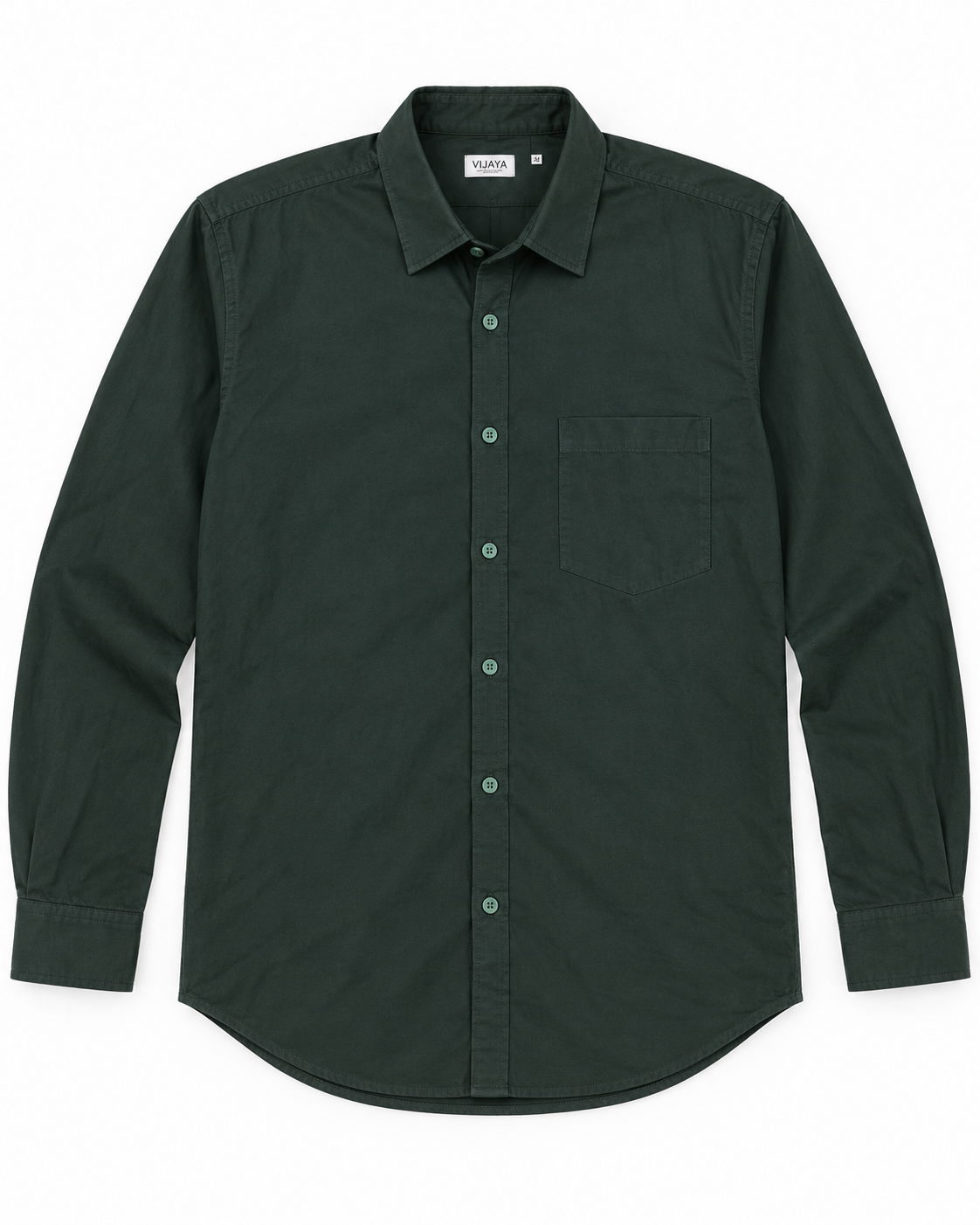 Deep Forest Green Solid Cotton Full Sleeve Slim Fit Shirt