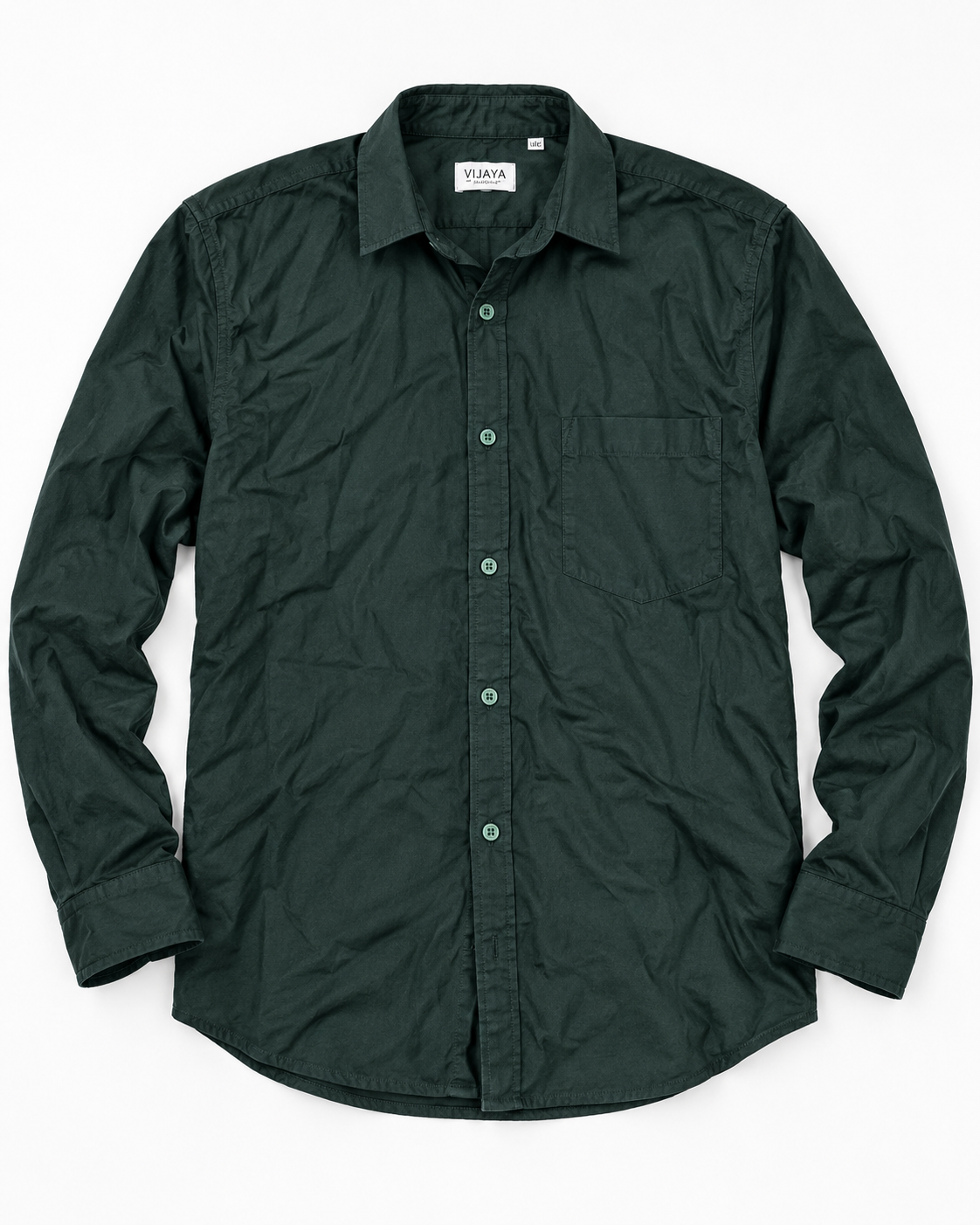 Deep Forest Green Solid Cotton Full Sleeve Slim Fit Shirt