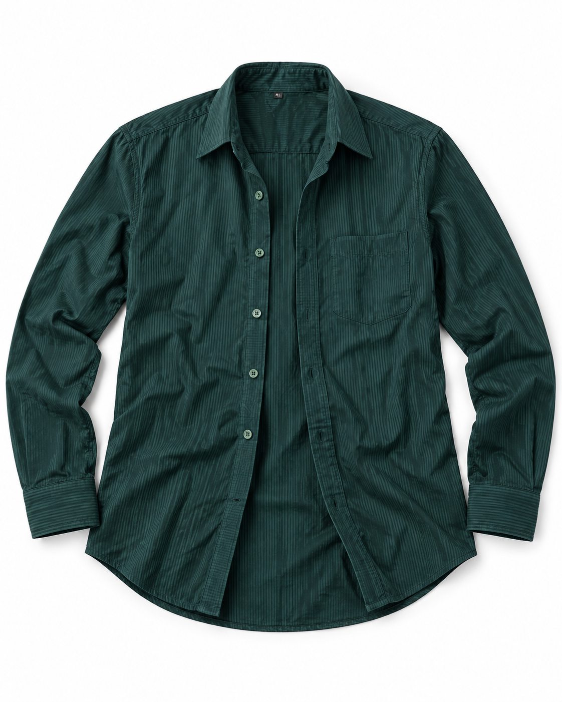 Deep Teal Green Tonal Stripe Cotton Full Sleeve Slim Fit Shirt