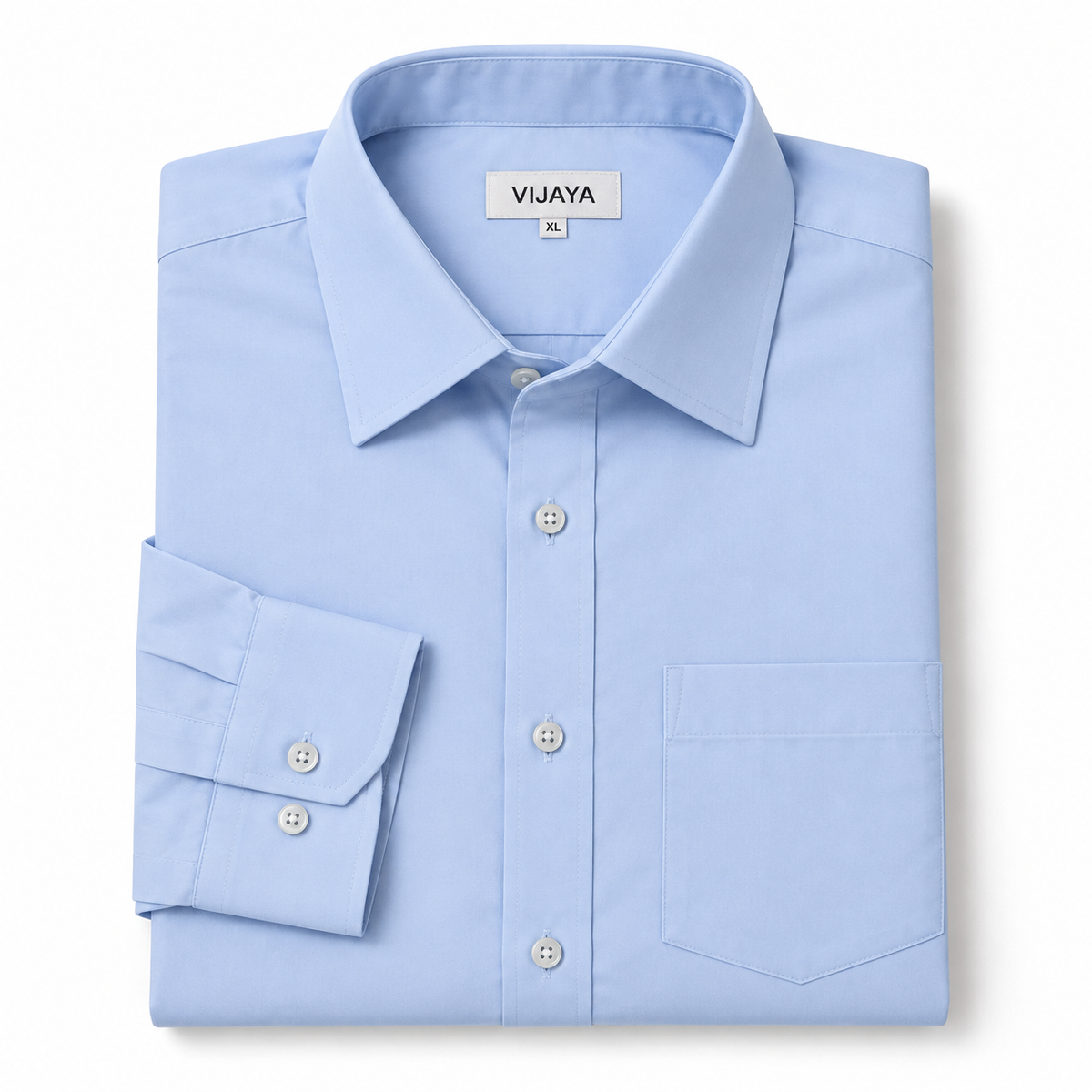 Light Sky Blue Solid Cotton Full Sleeve Slim Fit Shirt