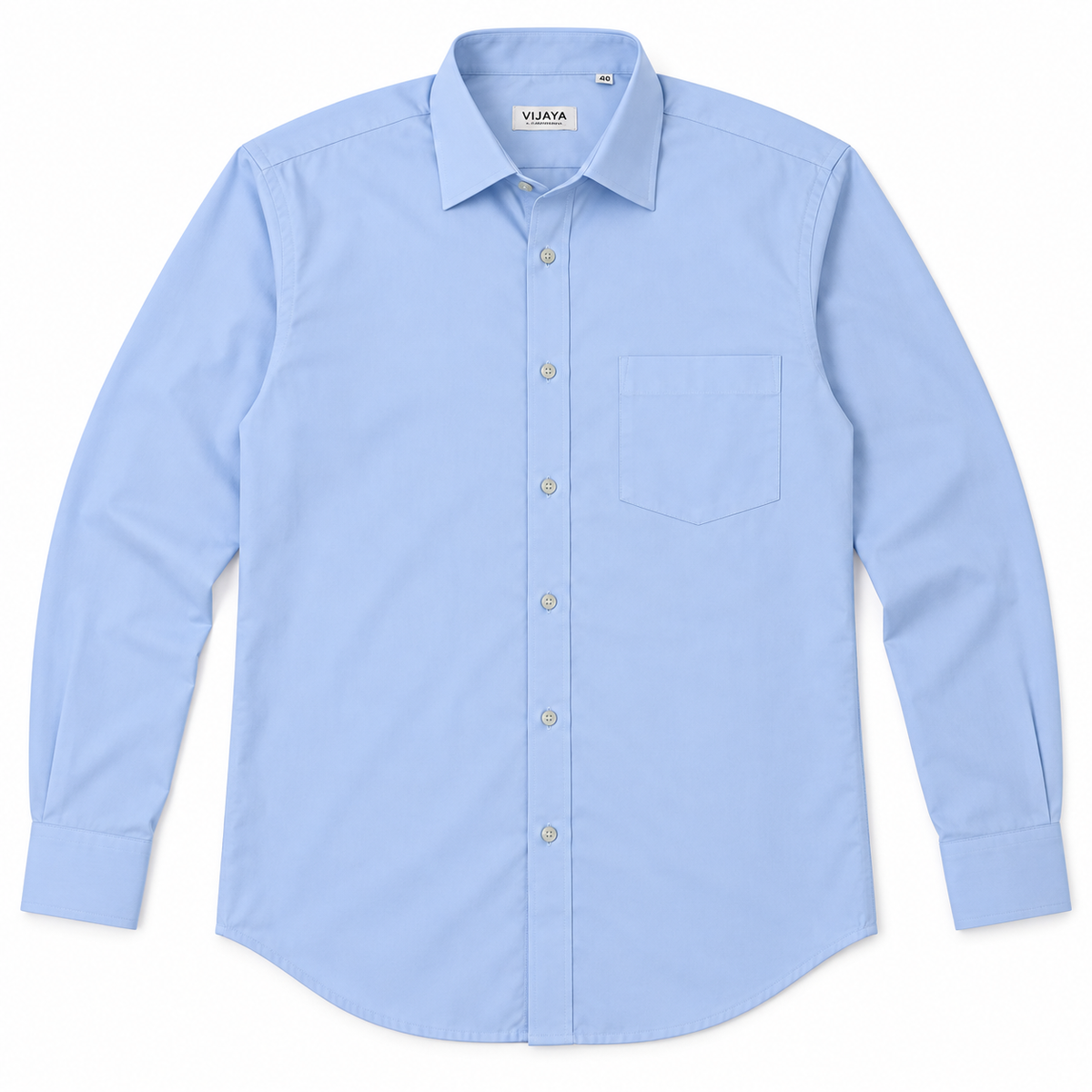 Light Sky Blue Solid Cotton Full Sleeve Slim Fit Shirt