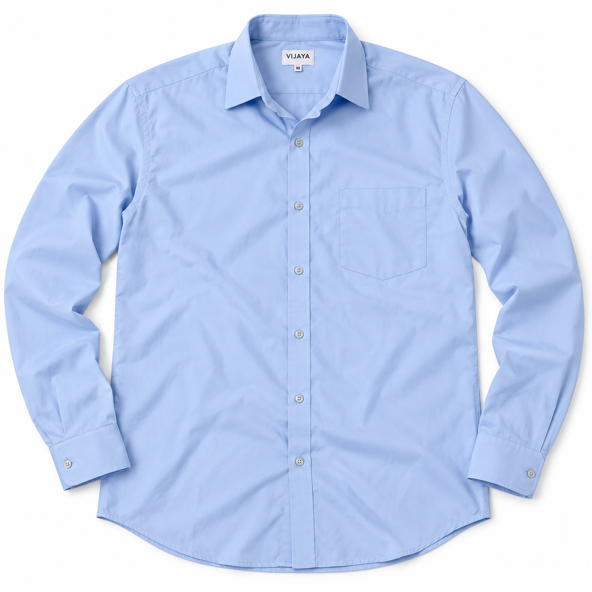 Light Sky Blue Solid Cotton Full Sleeve Slim Fit Shirt