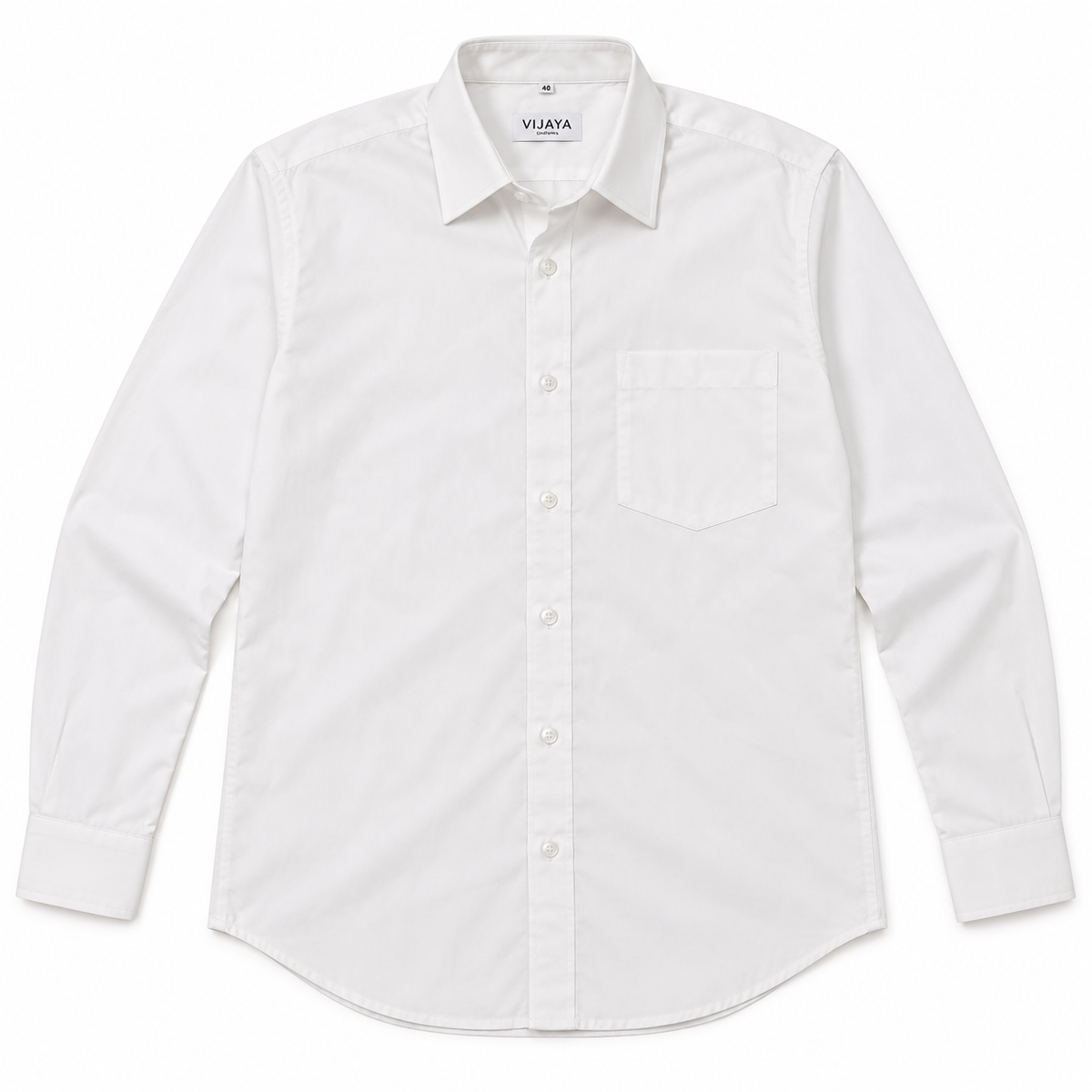 Pure White Solid Cotton Full Sleeve Slim Fit Shirt