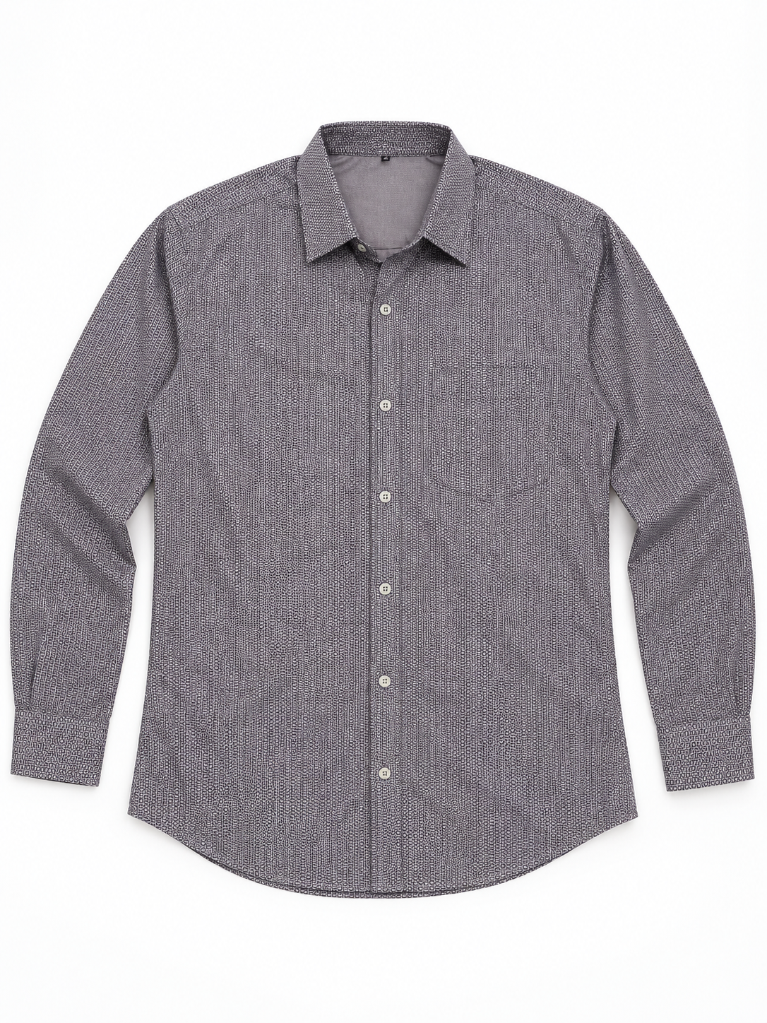 Mauve Gray Micro Print Cotton Full Sleeve Slim Fit Shirt
