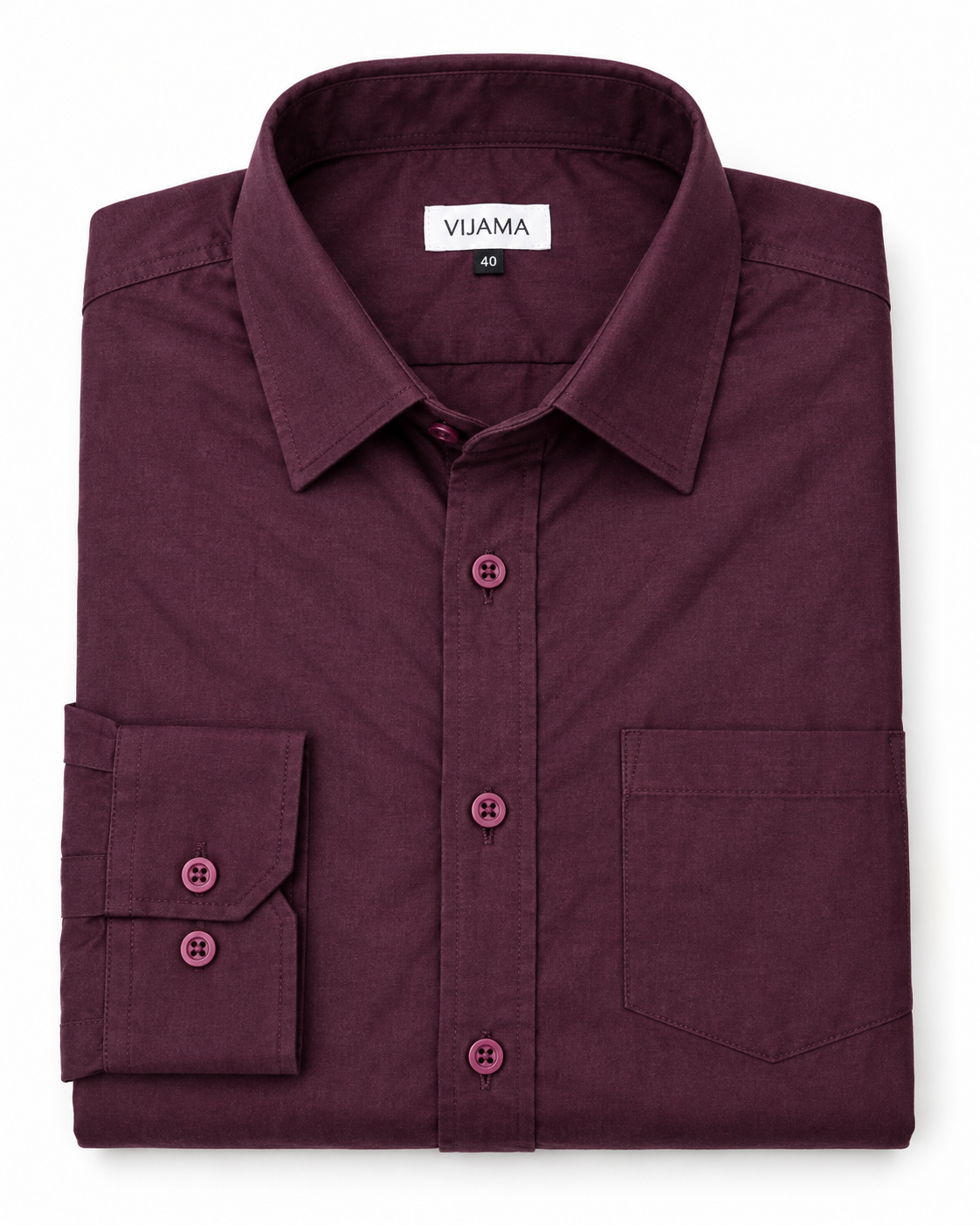 Deep Mulberry Purple Solid Cotton Full Sleeve Slim Fit Shirt