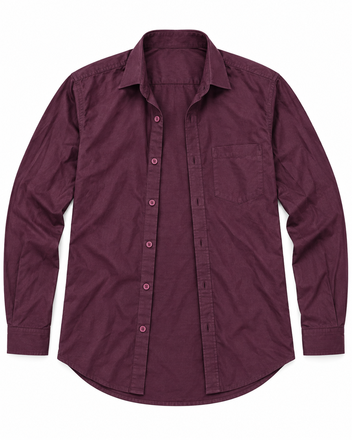 Deep Mulberry Purple Solid Cotton Full Sleeve Slim Fit Shirt