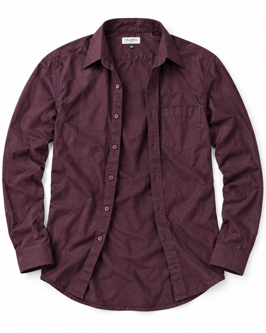 Deep Mulberry Purple Solid Cotton Full Sleeve Slim Fit Shirt
