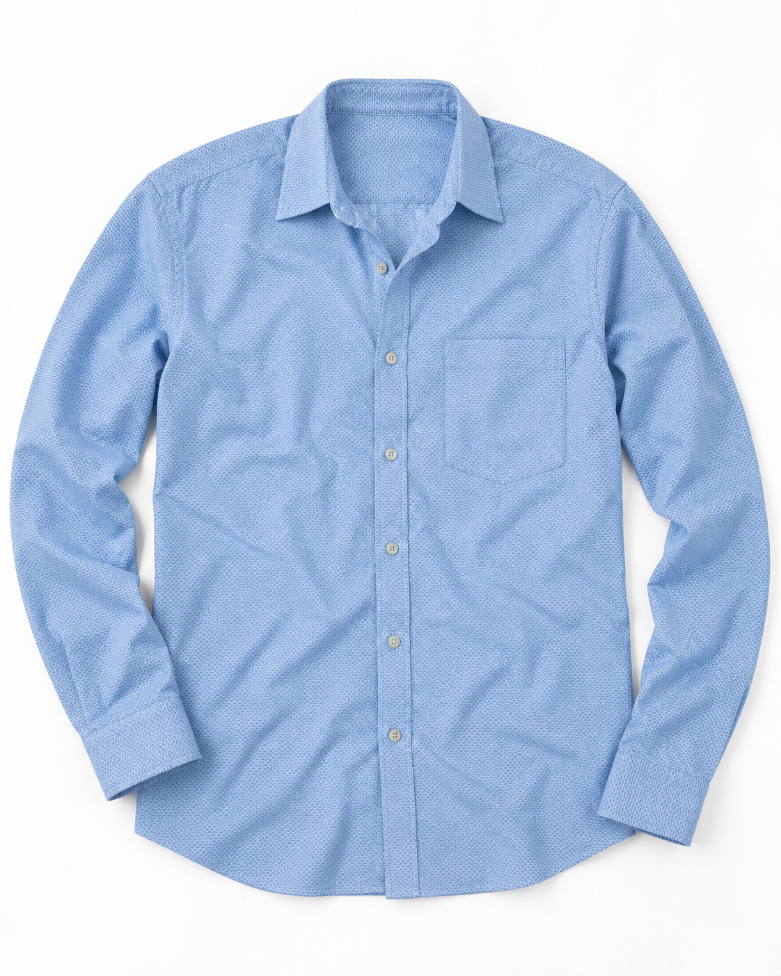 Cornflower Blue Micro Textured Cotton Full Sleeve Slim Fit Shirt