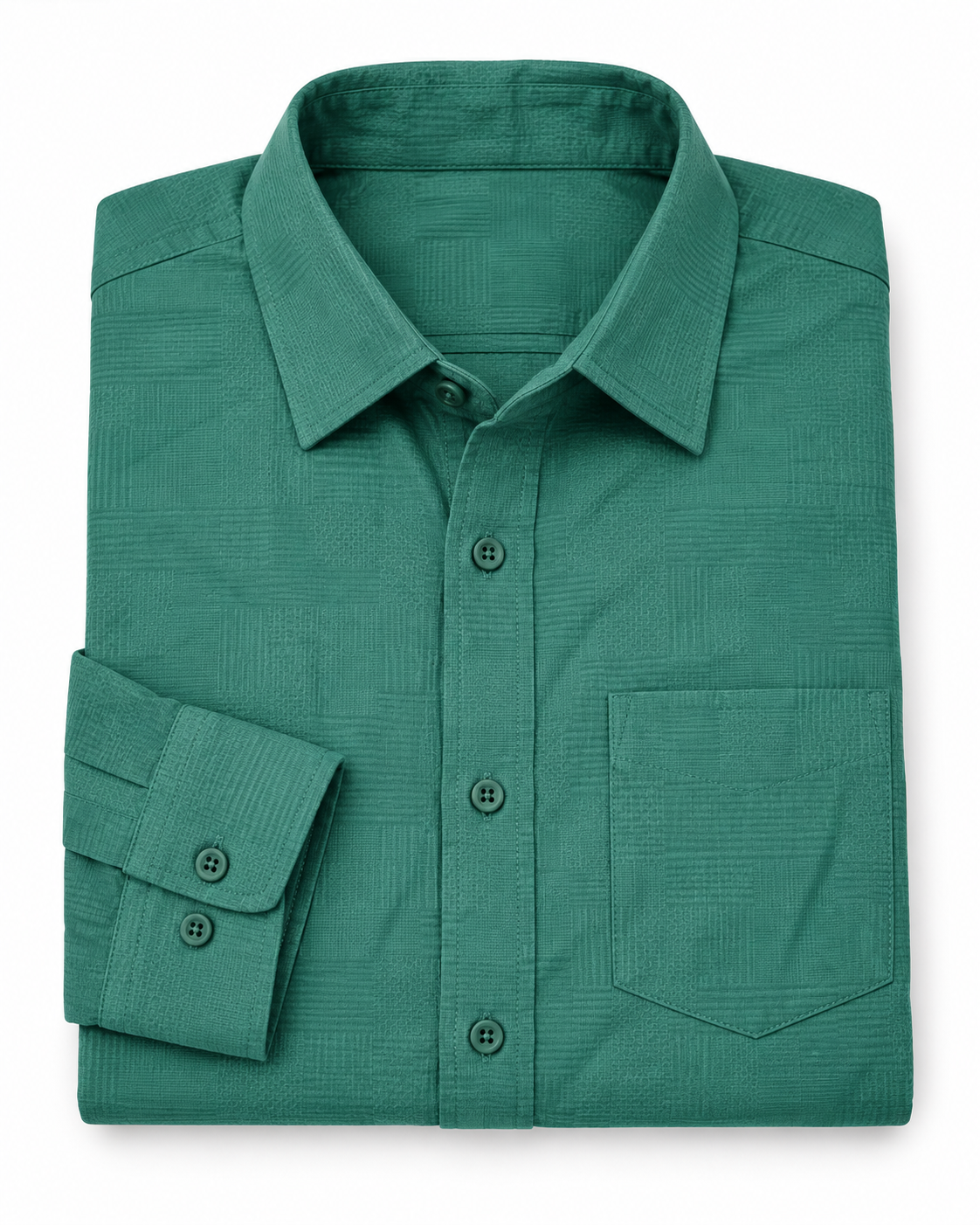 Jade Green Textured Cotton Full Sleeve Slim Fit Shirt