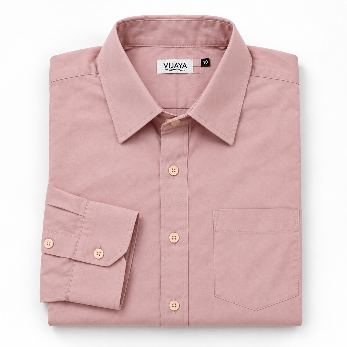 Dusty Rose Pink Solid Cotton Full Sleeve Slim Fit Shirt