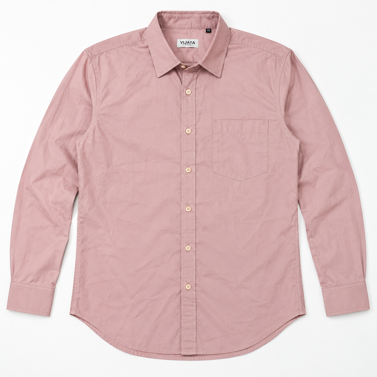 Dusty Rose Pink Solid Cotton Full Sleeve Slim Fit Shirt