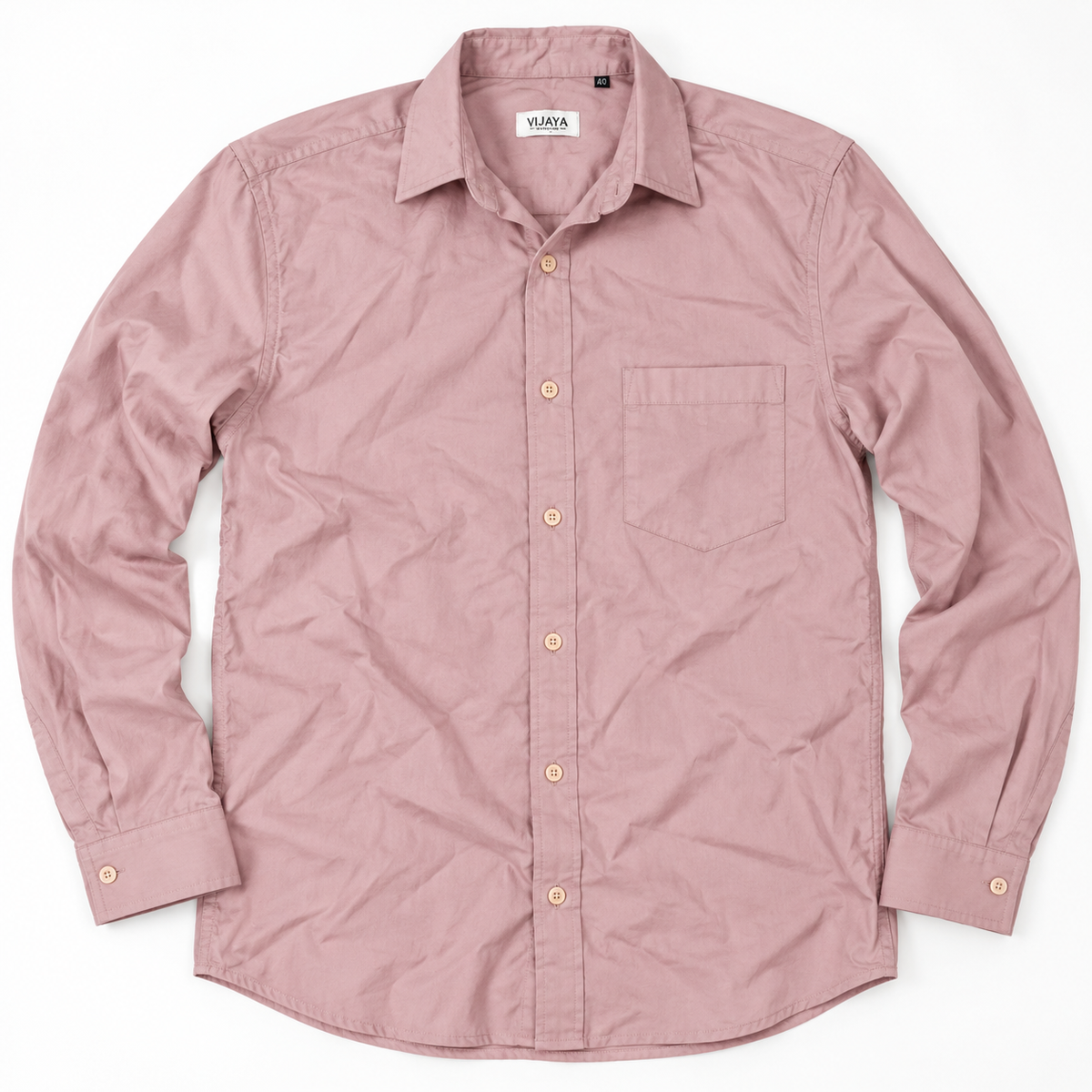 Dusty Rose Pink Solid Cotton Full Sleeve Slim Fit Shirt