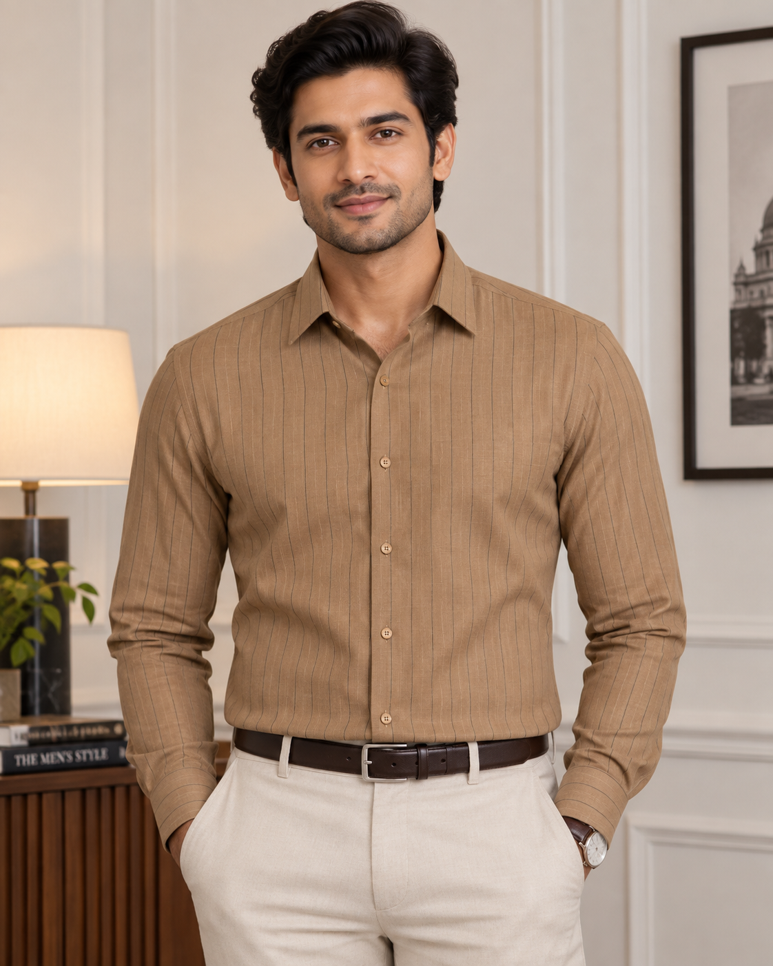 100% Pure European Linen Striped Shirt Fabric