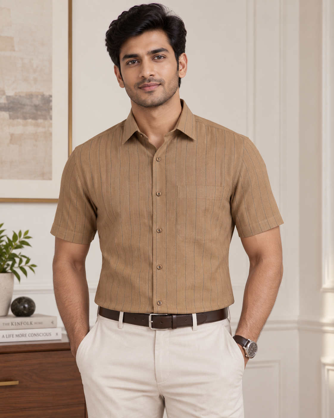 100% Pure European Linen Striped Shirt Fabric