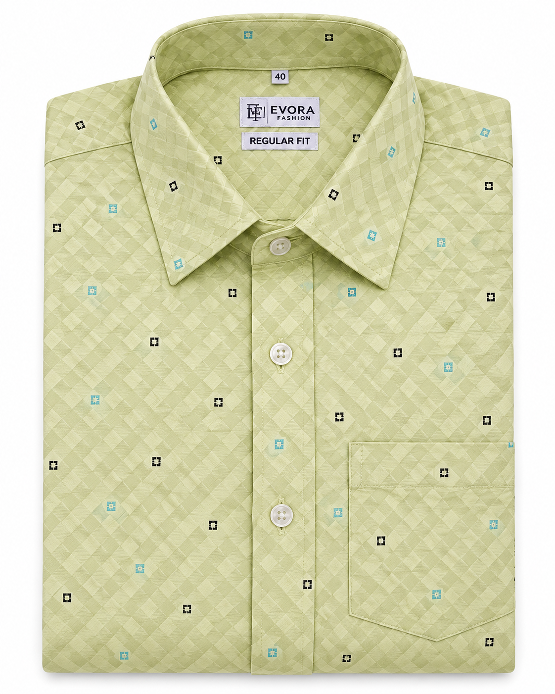 Light Pistachio Green Textured Micro Motif Full Sleeve Shirt
