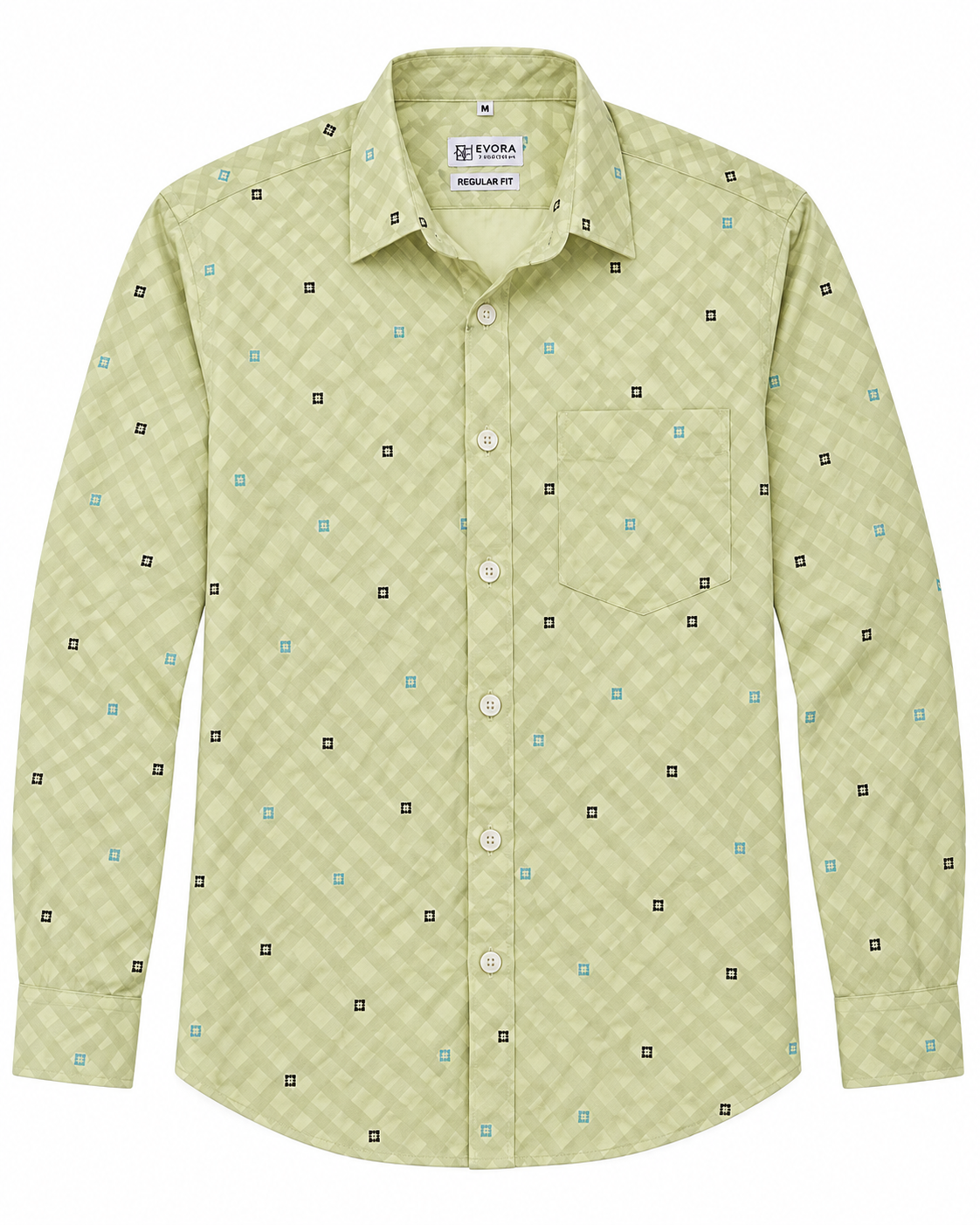Light Pistachio Green Textured Micro Motif Full Sleeve Shirt