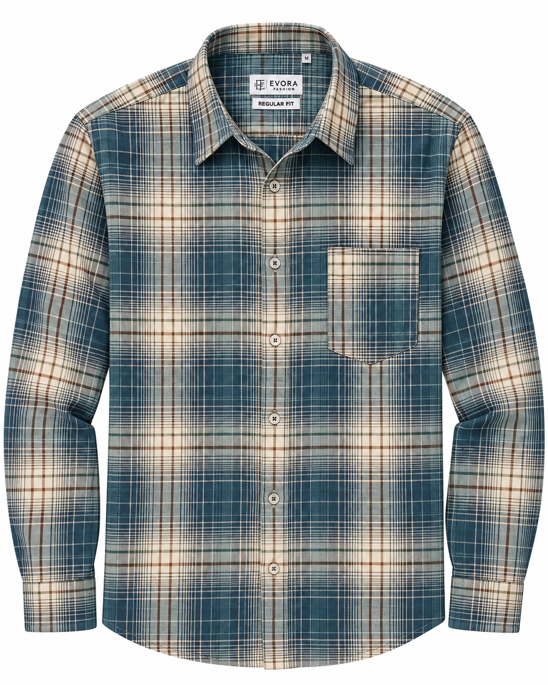 Blue Beige Tartan Check Full Sleeve Regular Fit Shirt