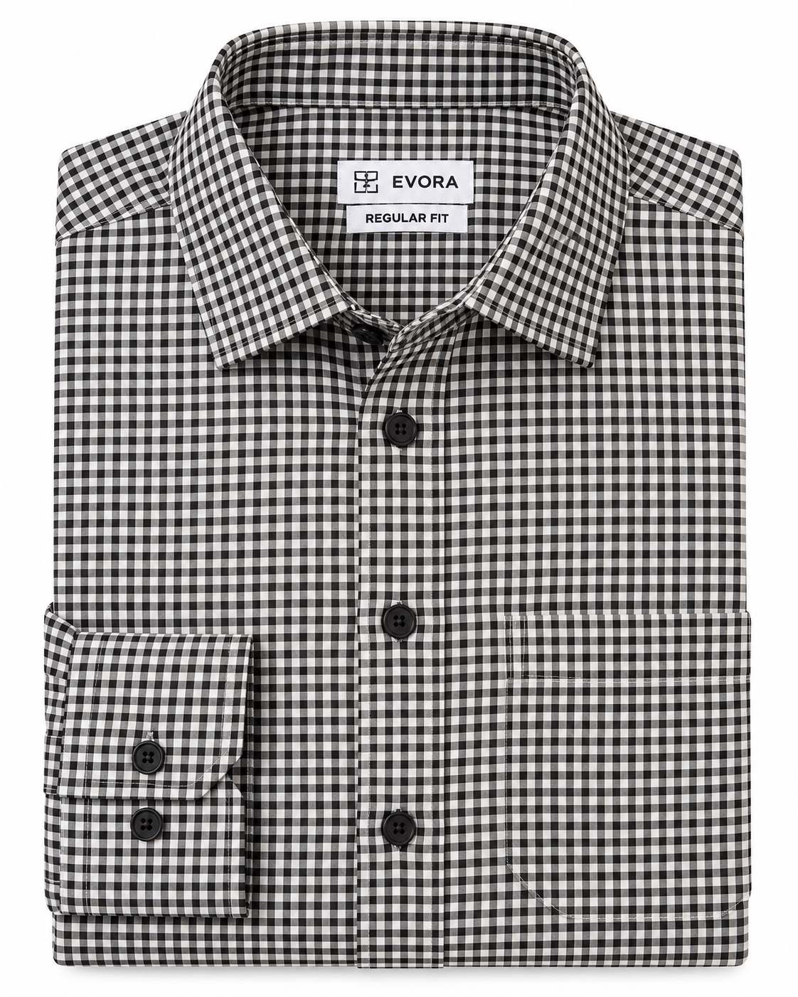 Black & White Gingham Check Cotton Full Sleeve Regular Fit Shirt