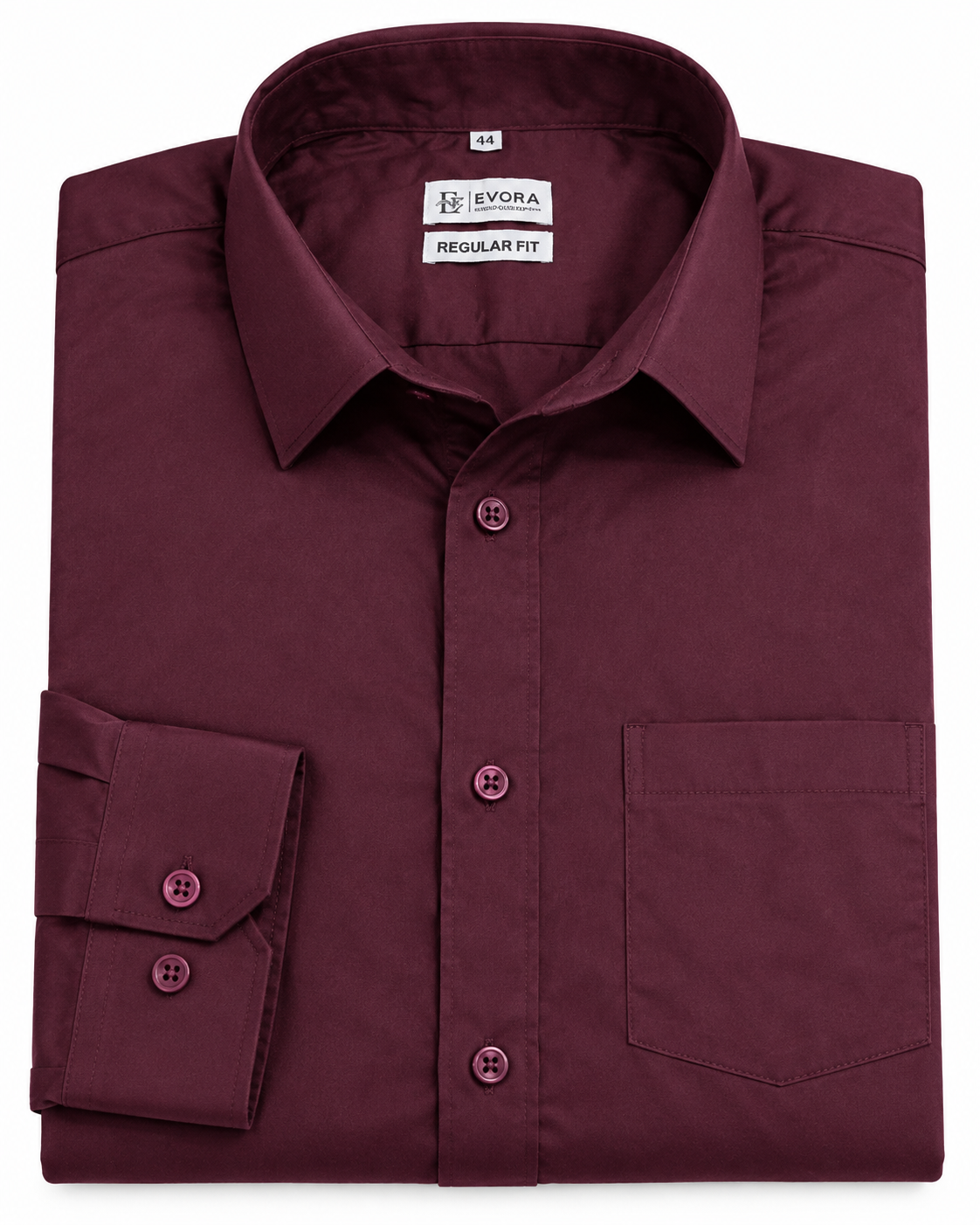 Deep Burgundy Red Solid Cotton Full Sleeve Regular Fit Shirt
