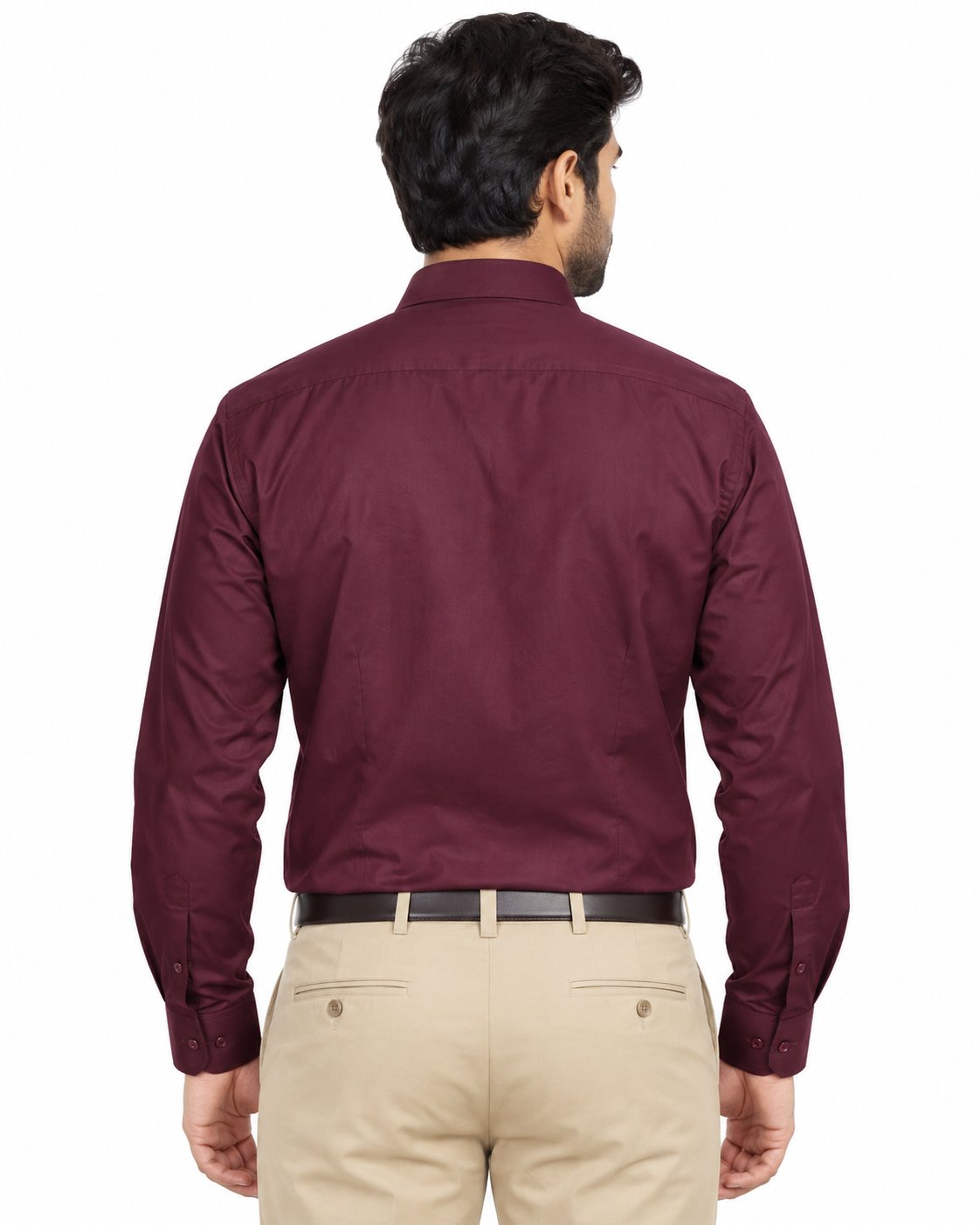 Deep Burgundy Red Solid Cotton Full Sleeve Regular Fit Shirt