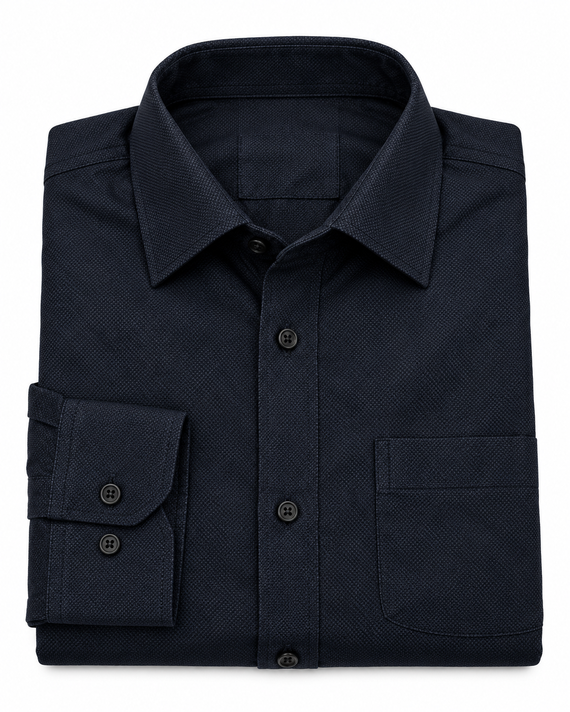 Midnight Navy Solid Cotton Full Sleeve Regular Fit Shirt