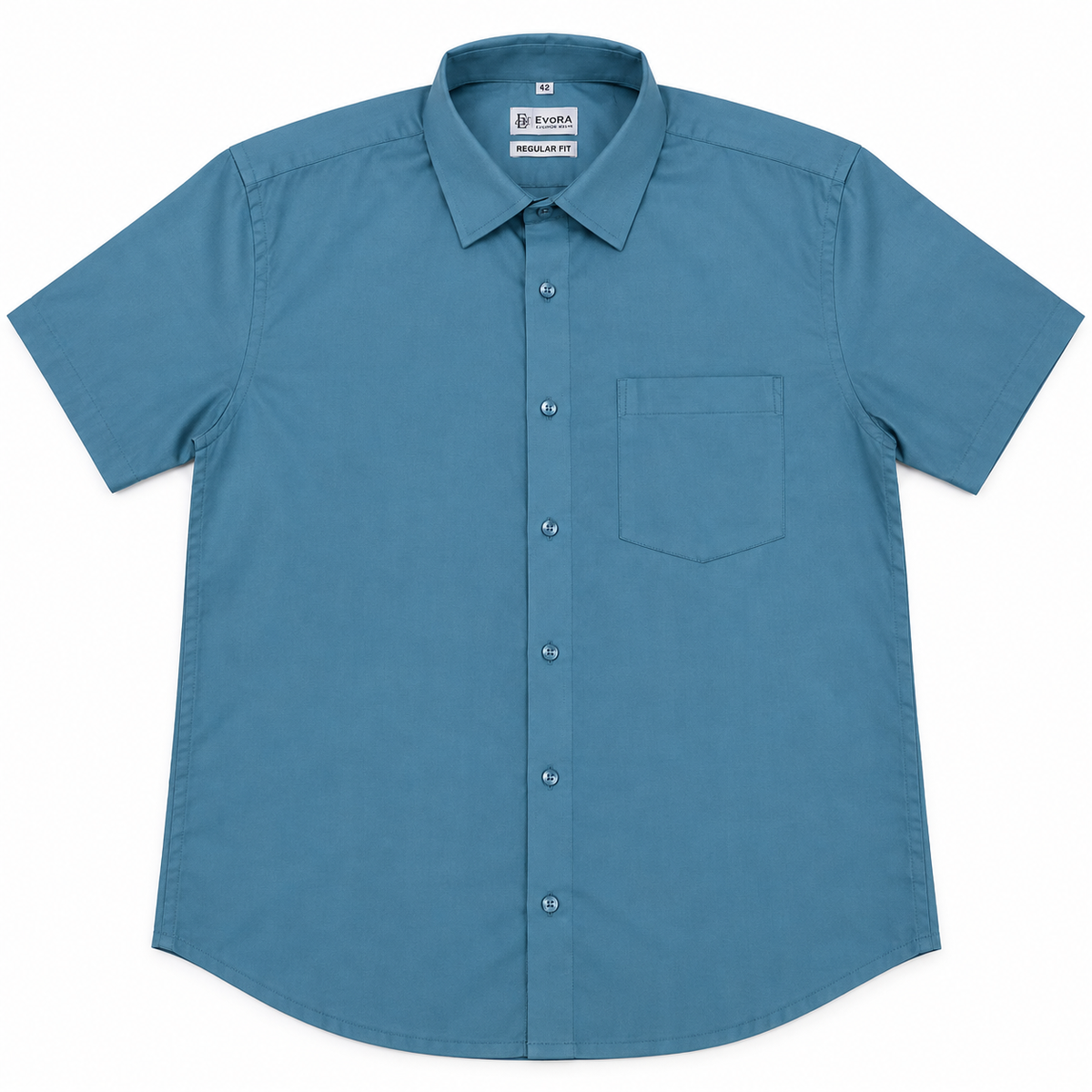 Dusty Sky Blue Solid Cotton Half Sleeve Shirt