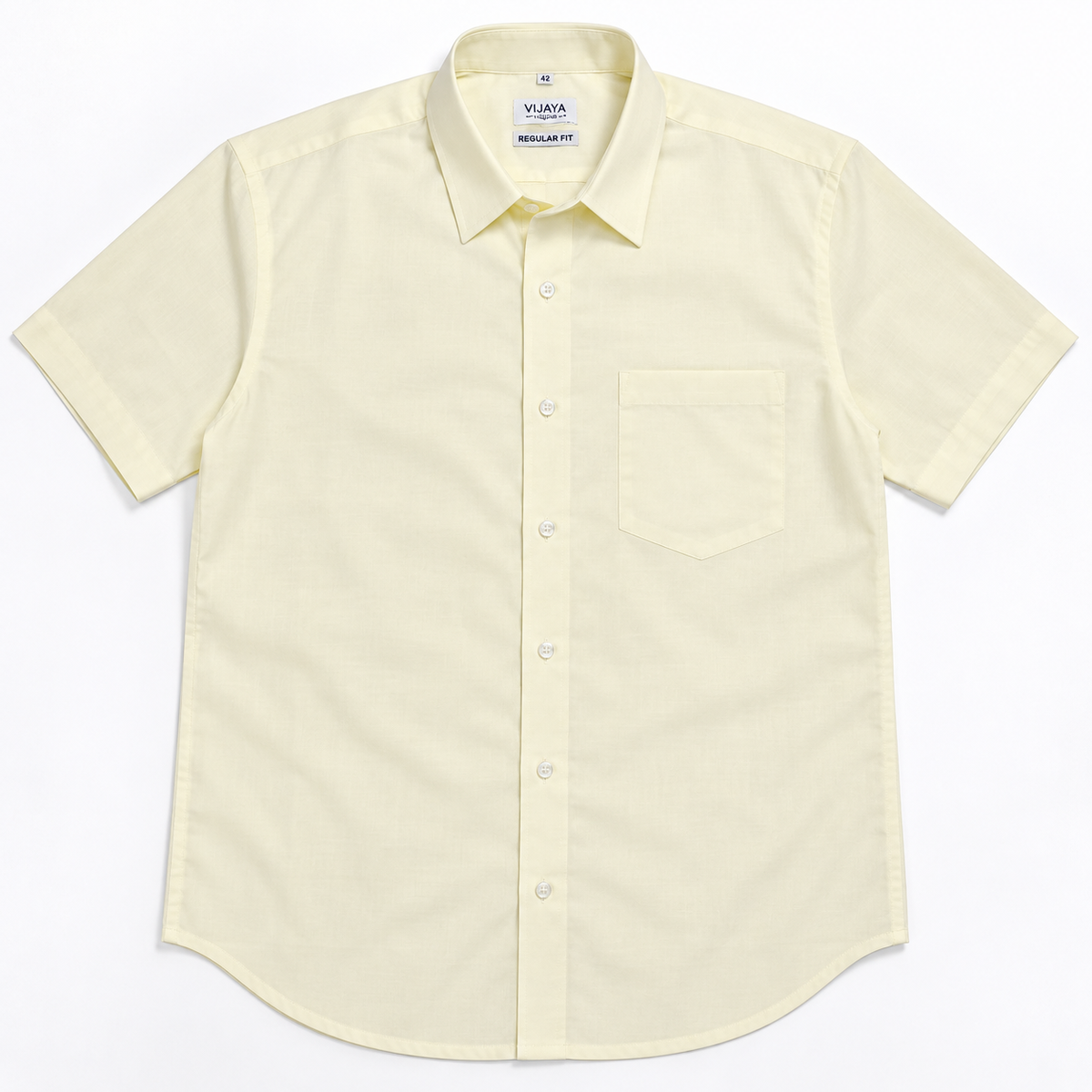 Ivory Cream Solid Cotton Half Sleeve Shirt