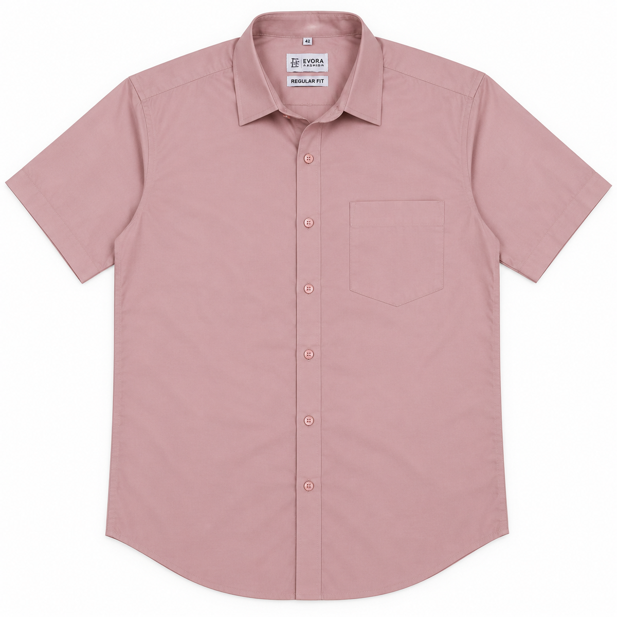 Dusty Rose Pink Solid Cotton Half Sleeve Shirt