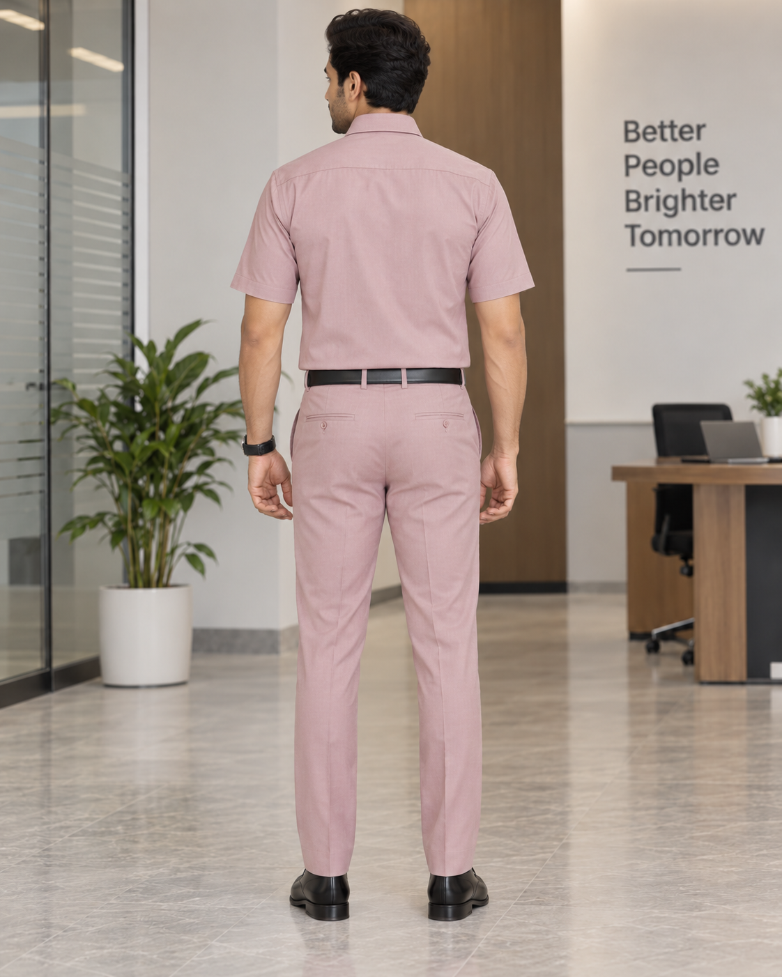Dusty Rose Pink Solid Cotton Half Sleeve Shirt