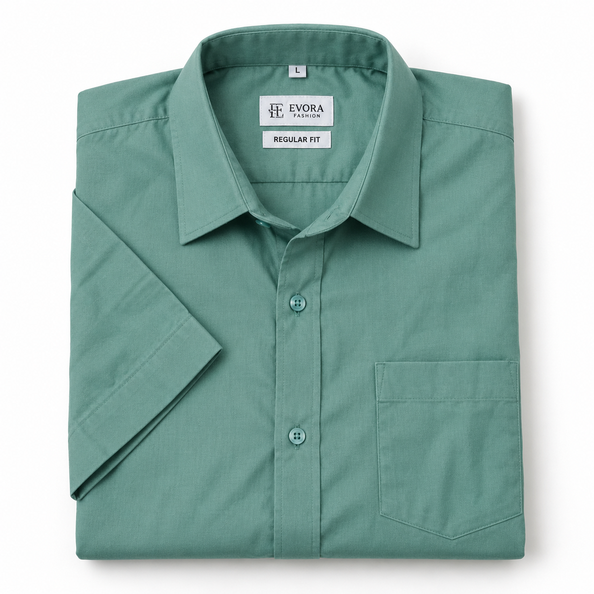 Sage Green Solid Cotton Half Sleeve Shirt