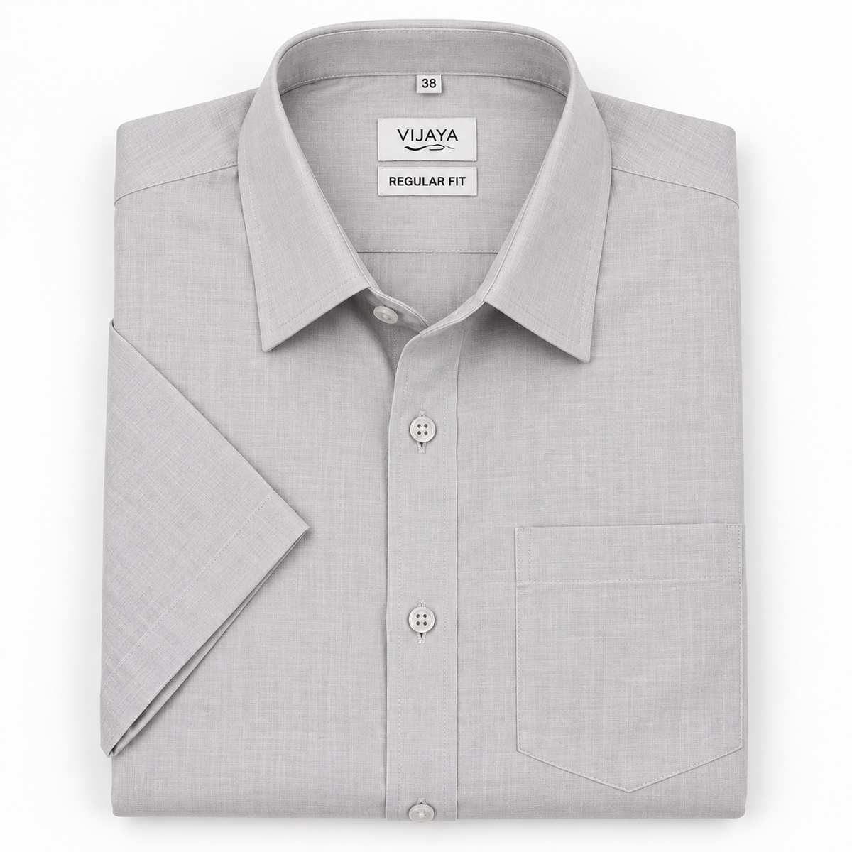 Light Silver Gray Solid Cotton Half Sleeve Shirt