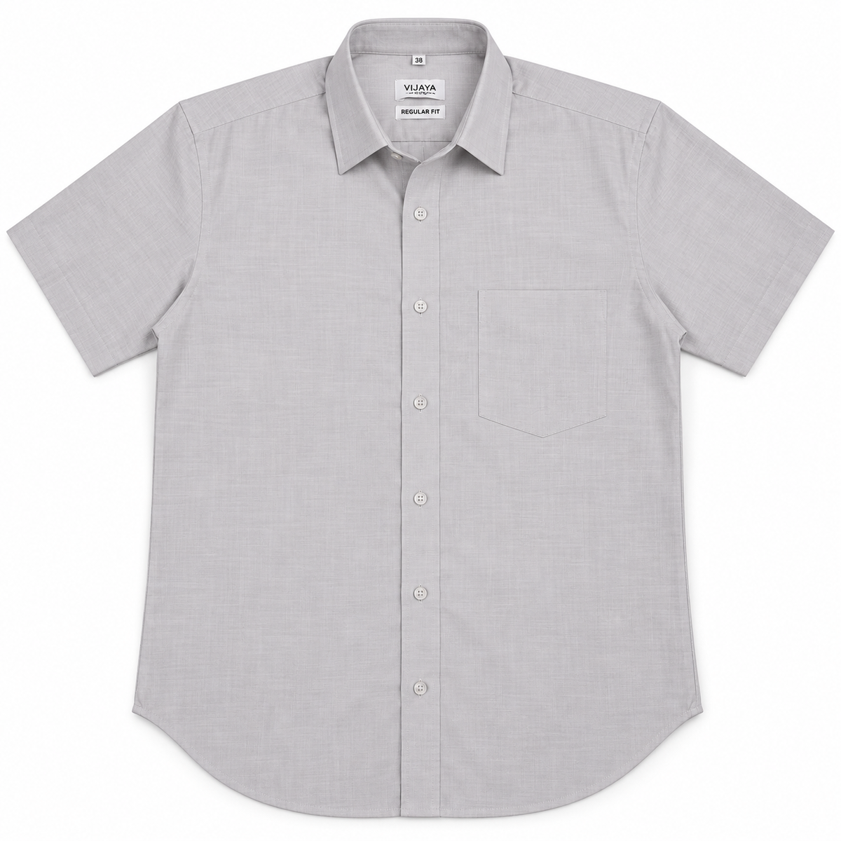 Light Silver Gray Solid Cotton Half Sleeve Shirt