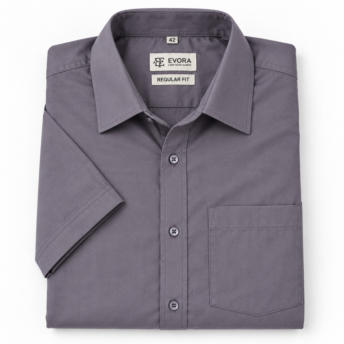 Slate Mauve Solid Cotton Half Sleeve Shirt